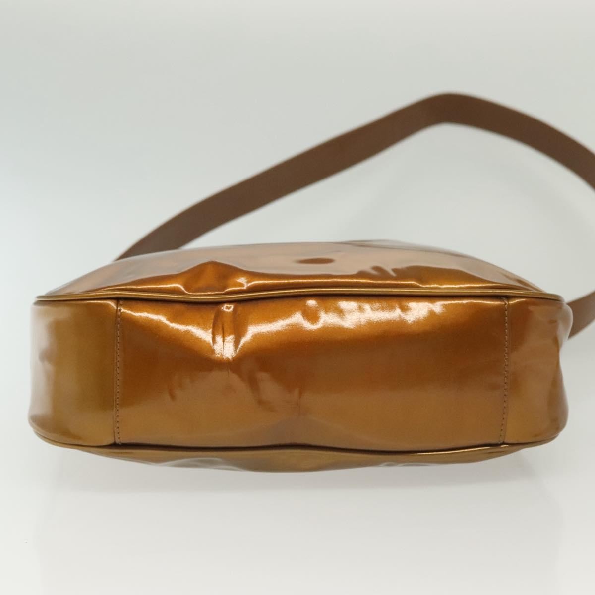 Gucci Vintage Bamboo Handle Bag Patent Leather Gold Patent_Leather Handbag (Pre-Owned)