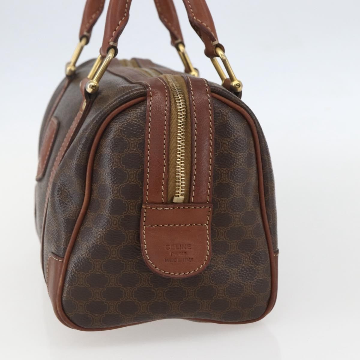 Celine Vintage Macadam Handbag Canvas And Leather Brown Canvas Shoulder Bag Bag (Pre-Owned)