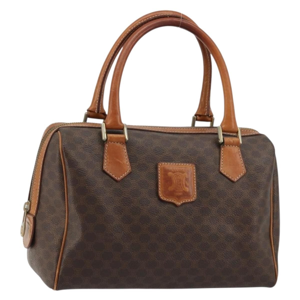 Celine Vintage Triomphe Handbag Canvas Brown Canvas Handbag (Pre-Owned)