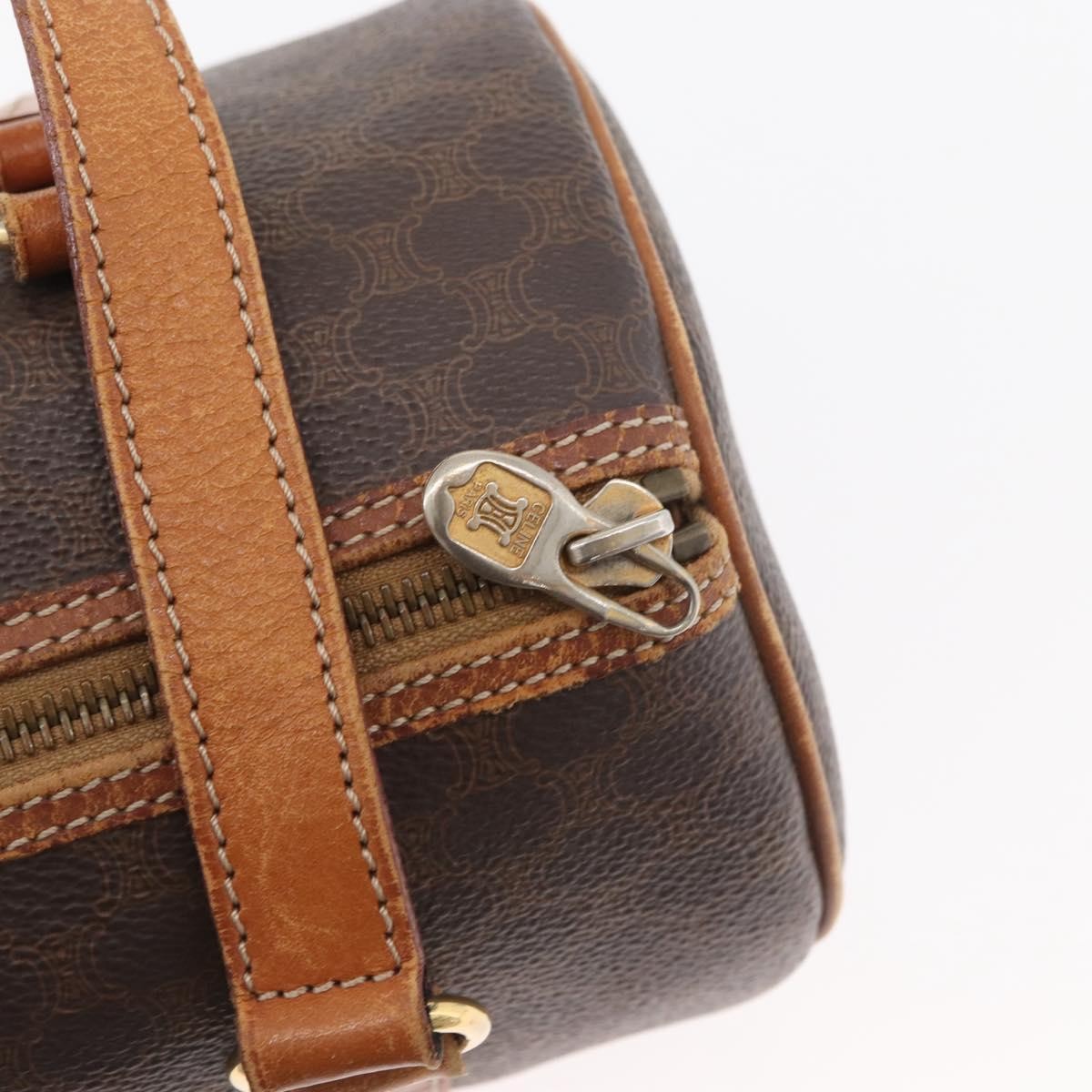 Celine Vintage Macadam Shoulder Bag Canvas And Leather Brown Canvas Shoulder Bag Bag (Pre-Owned)