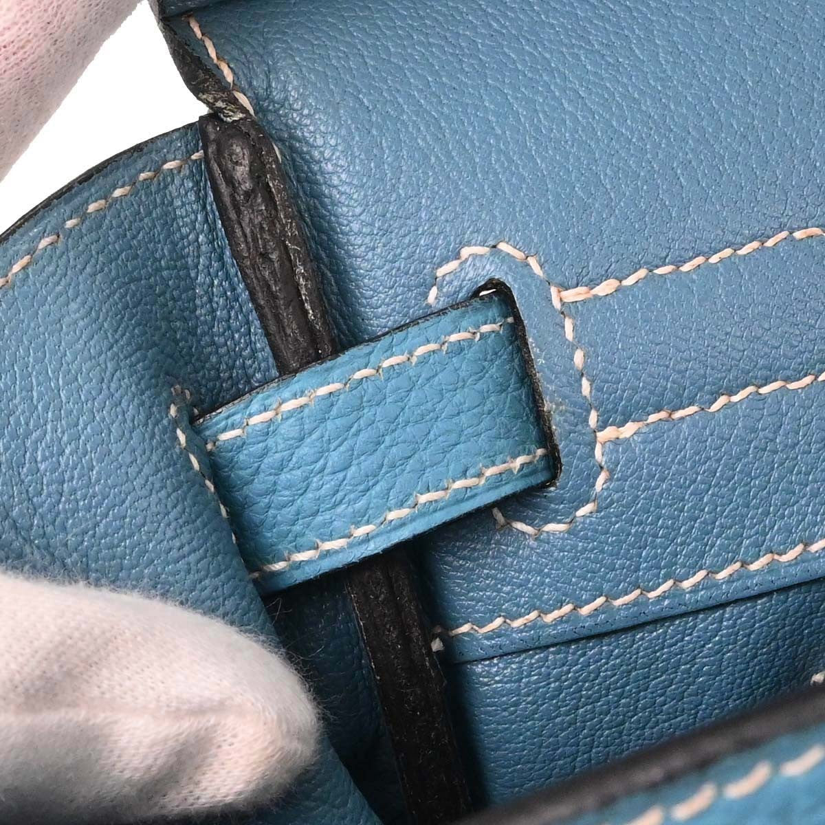 Hermes Touch Birkin Bag Blue Togo With Blue Matte Alligator And Gold Hardware Blue Leather Handbag (Pre-Owned)