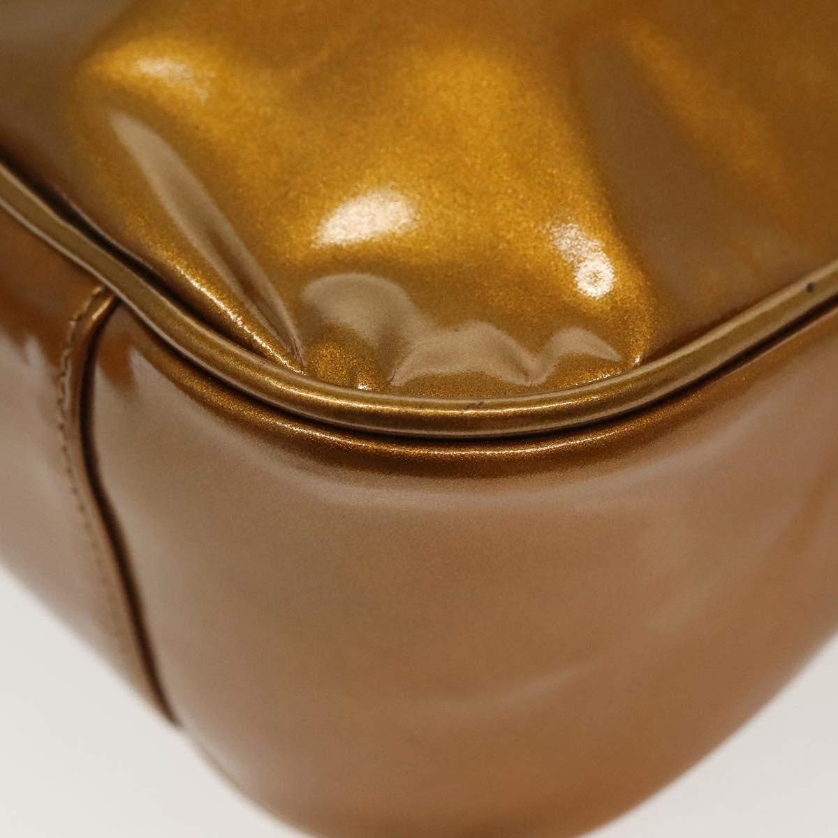 Gucci Vintage Bamboo Handle Bag Patent Leather Gold Patent_Leather Handbag (Pre-Owned)