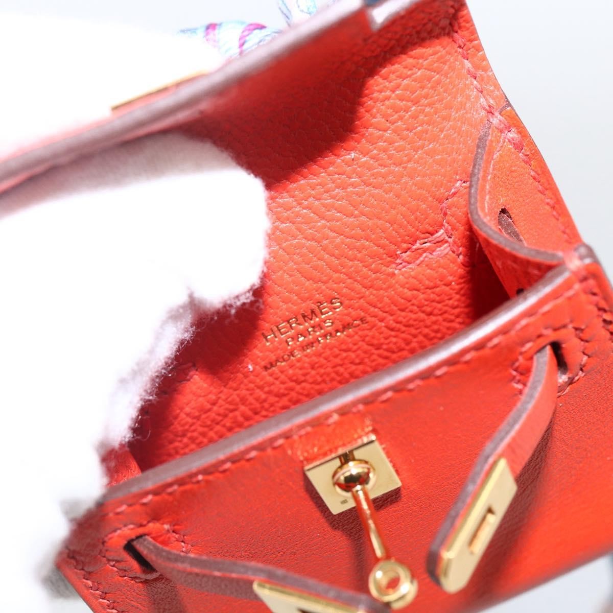 Hermes Kelly Twilly Bag Charm Leather Orange Leather Charms And Keychains Accessory (Pre-Owned)