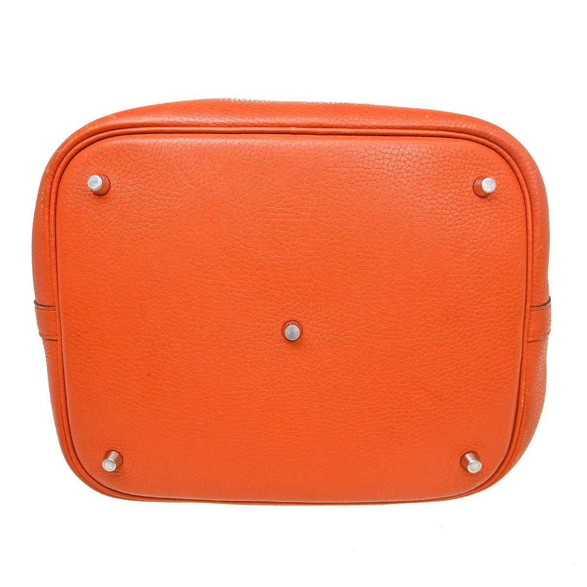 Hermes Picotin Bag Clemence Orange Leather Handbag (Pre-Owned)