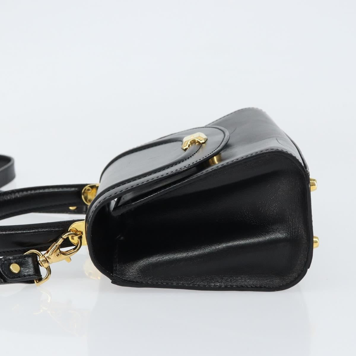 Bally Vintage Handbag Leather Black Leather Handbag (Pre-Owned)