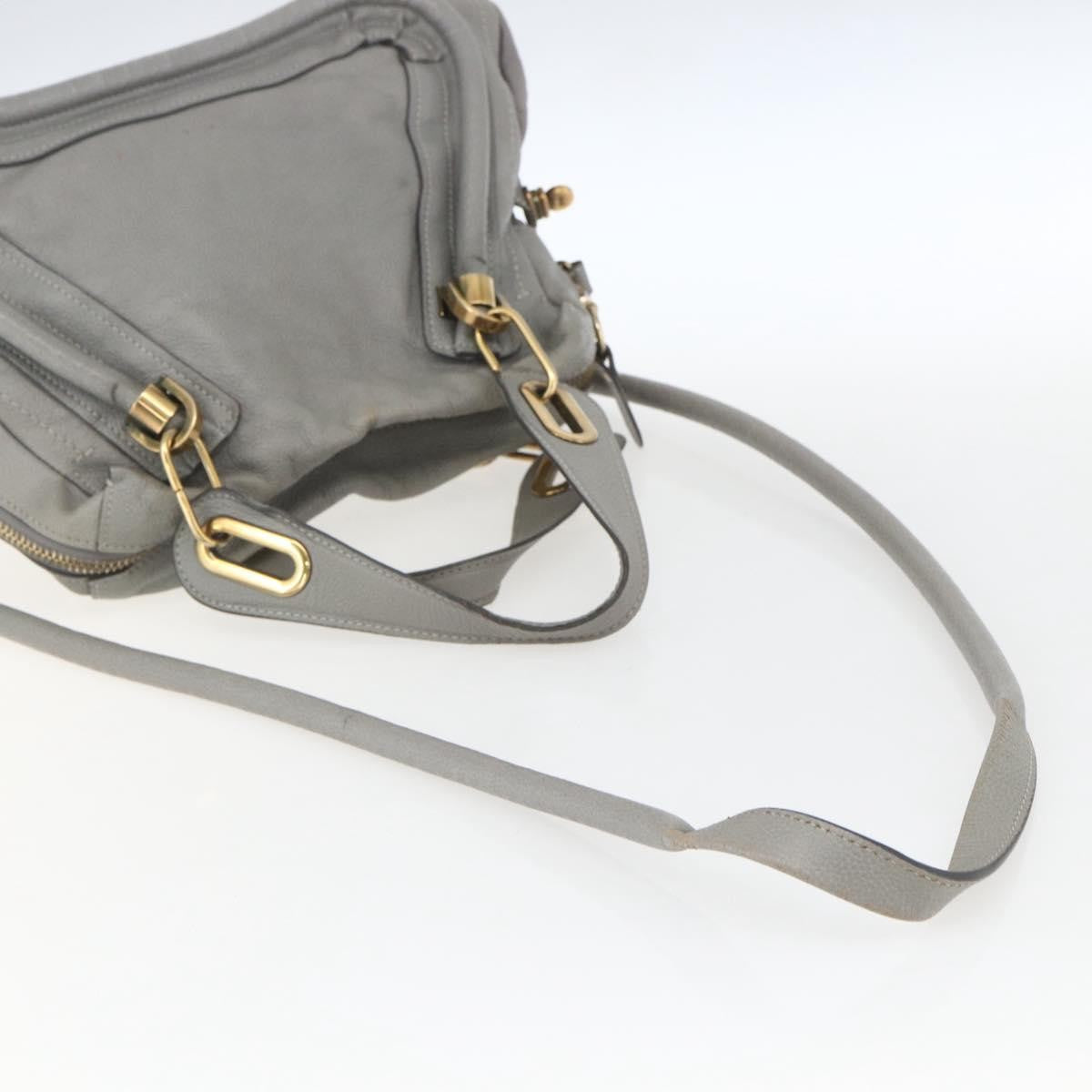 Chloe Paraty Top Handle Bag Leather Gray Leather Handbag (Pre-Owned)