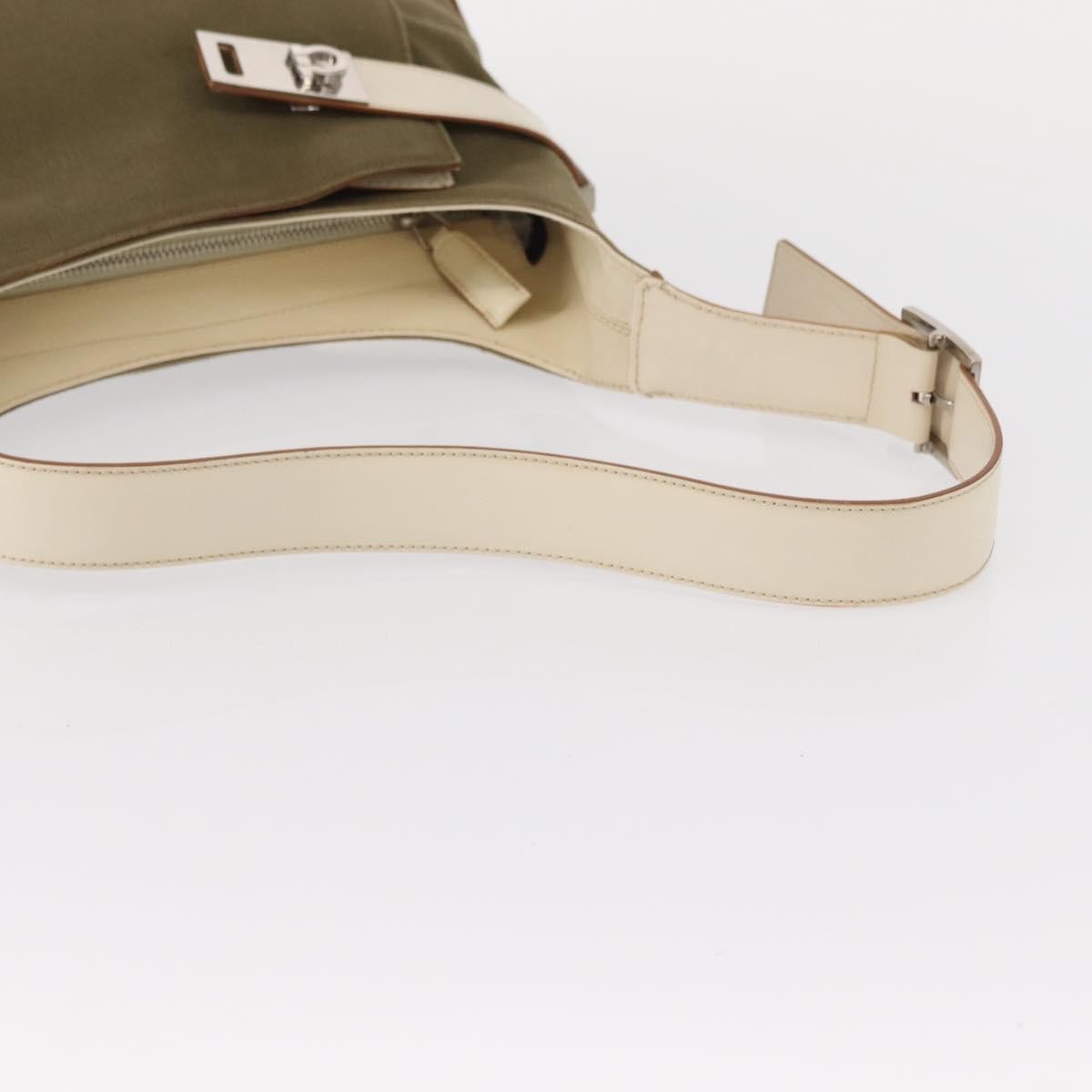 Salvatore Ferragamo Gancini Shoulder Bag Canvas Khaki Canvas Shoulder Bag Bag (Pre-Owned)