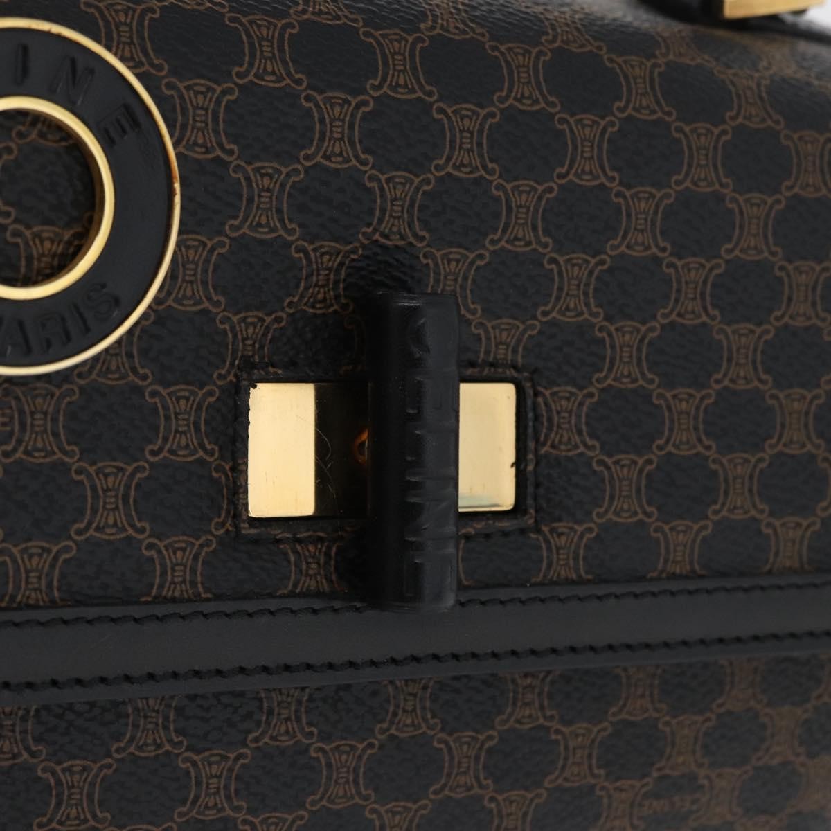 Celine Vintage Convertible Top Handle Bag Macadam Coated Canvas Black Canvas Handbag (Pre-Owned)