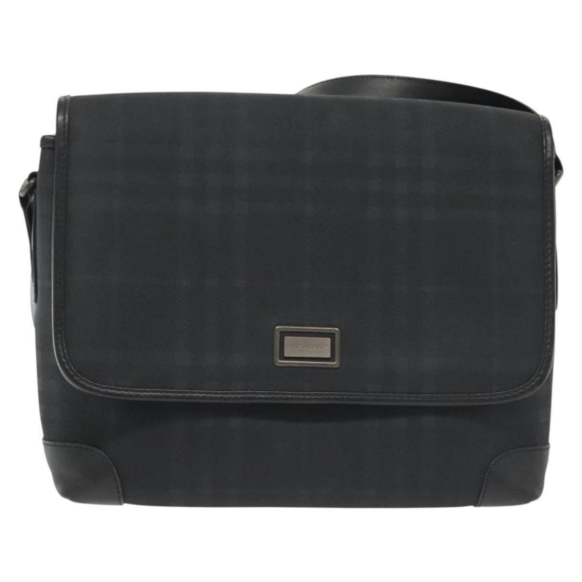Burberry Nova Check Shoulder Bag Canvas Navy Canvas Shoulder Bag Bag (Pre-Owned)