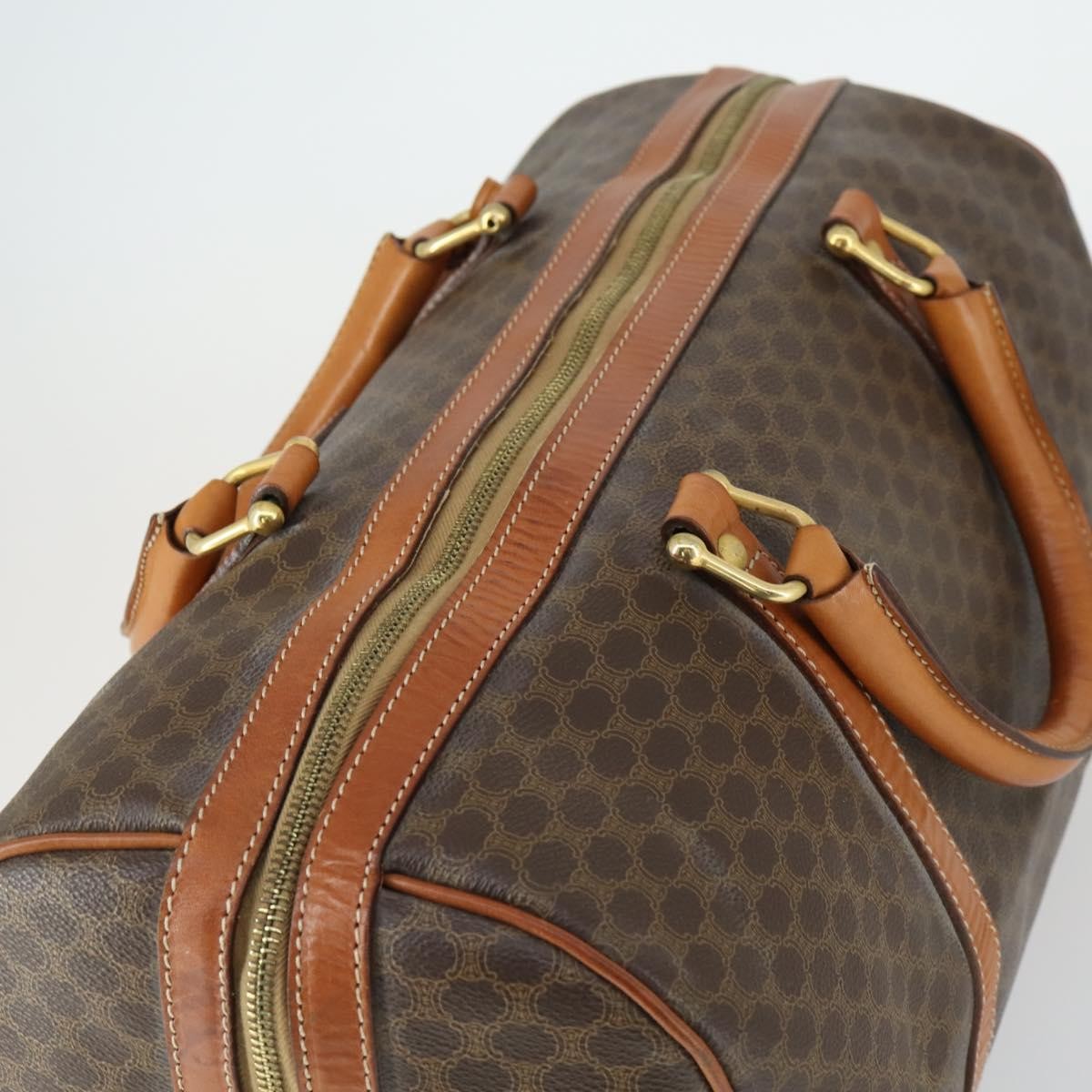 Celine Vintage Duffle Bag Canvas And Leather Brown Canvas Travel Bag Bag (Pre-Owned)