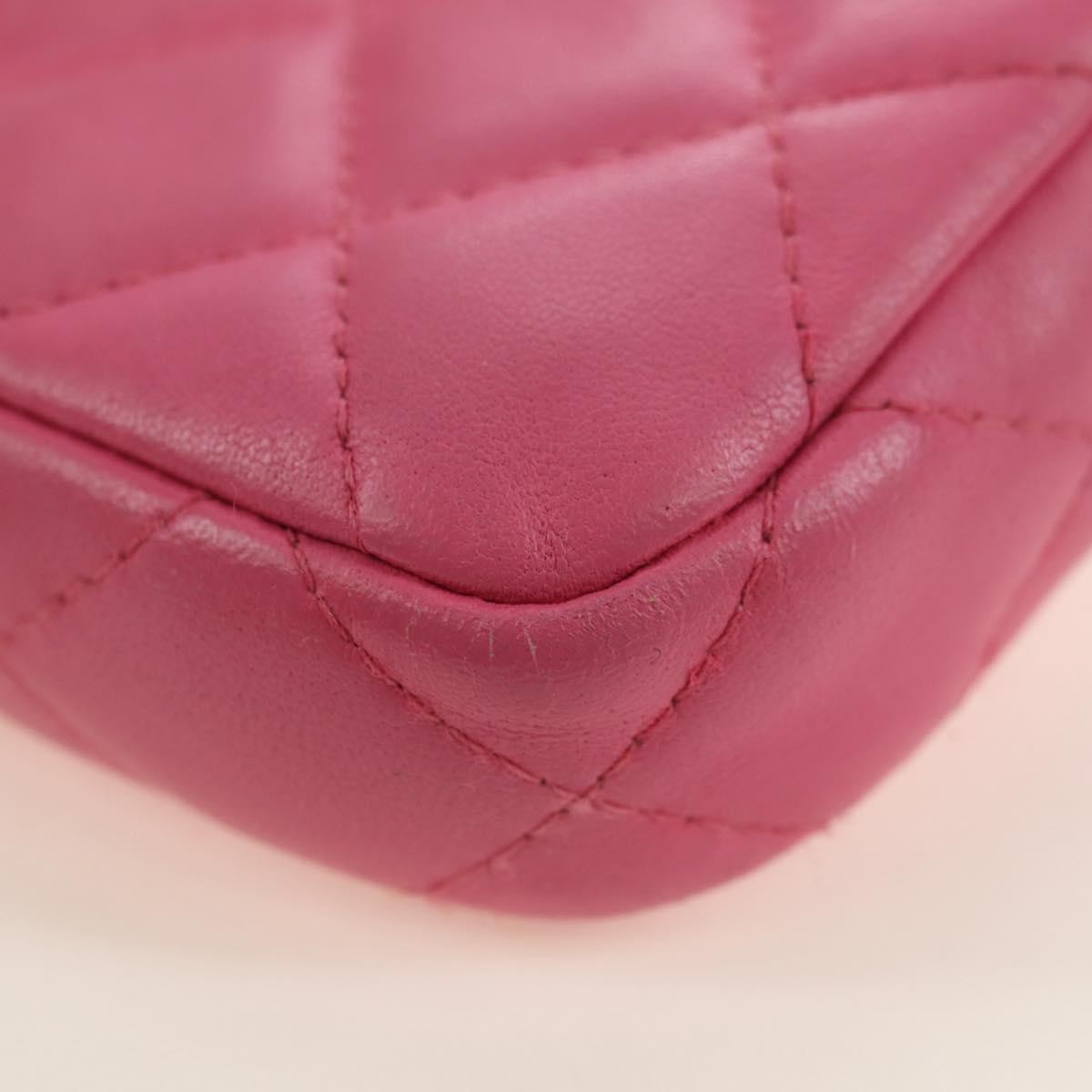 Chanel Double Zip Clutch With Chain Quilted Lambskin Pink Leather Shoulder Bag Bag (Pre-Owned)