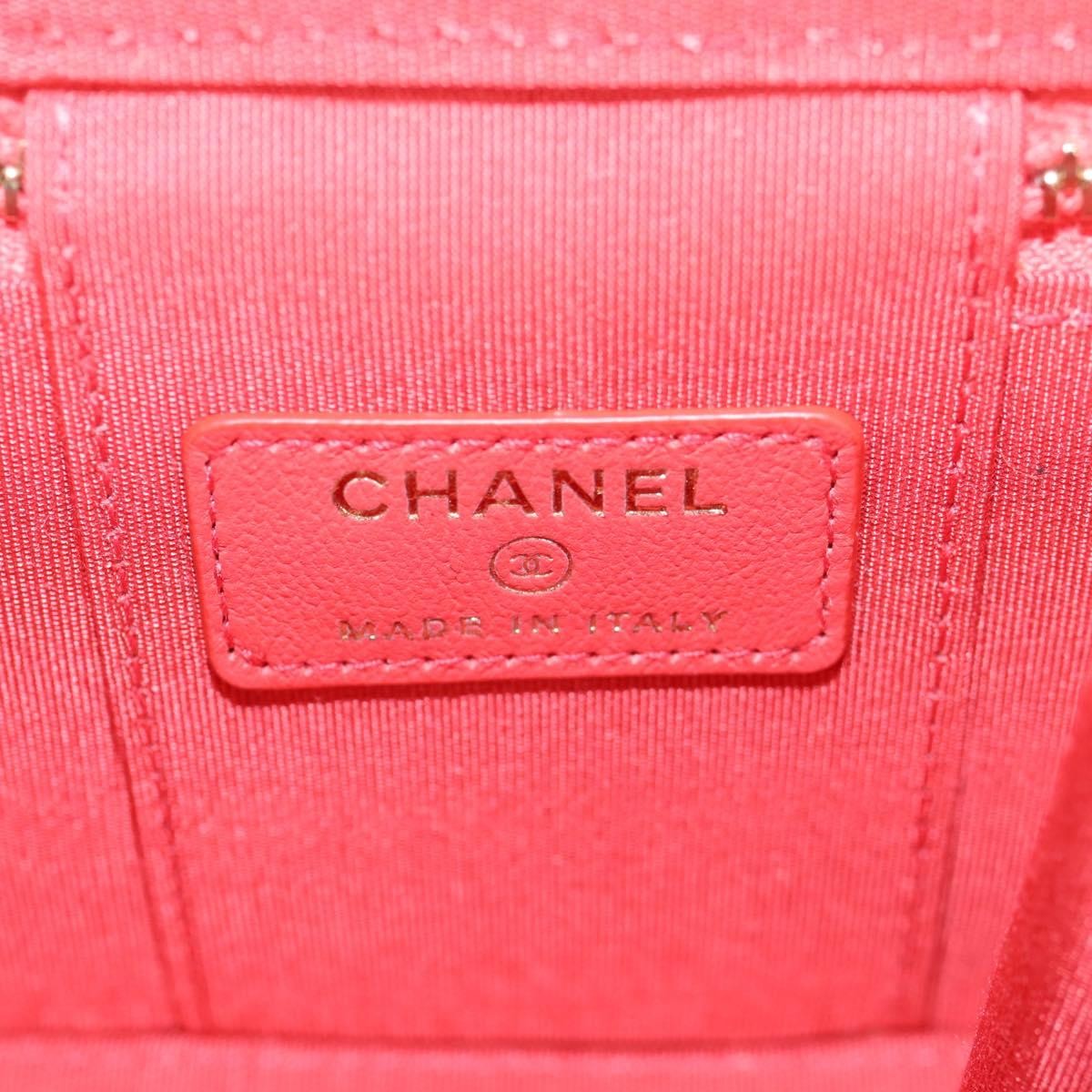 Chanel Classic Vanity Case With Chain Striped Raffia And Jute Red Canvas Shoulder Bag Bag (Pre-Owned)