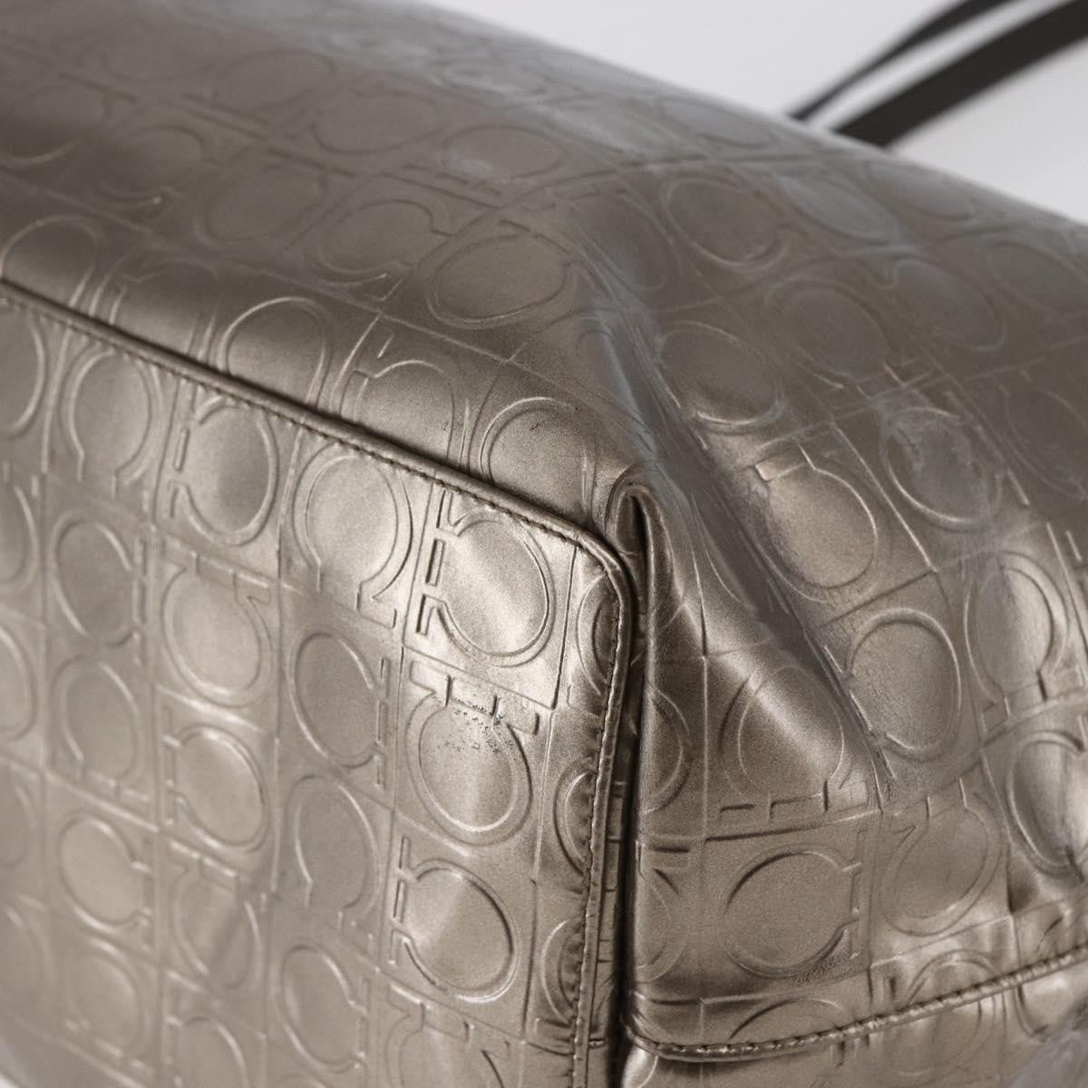 Salvatore Ferragamo Gancini Tote Patent Leather Gold Patent_Leather Tote Bag Bag (Pre-Owned)