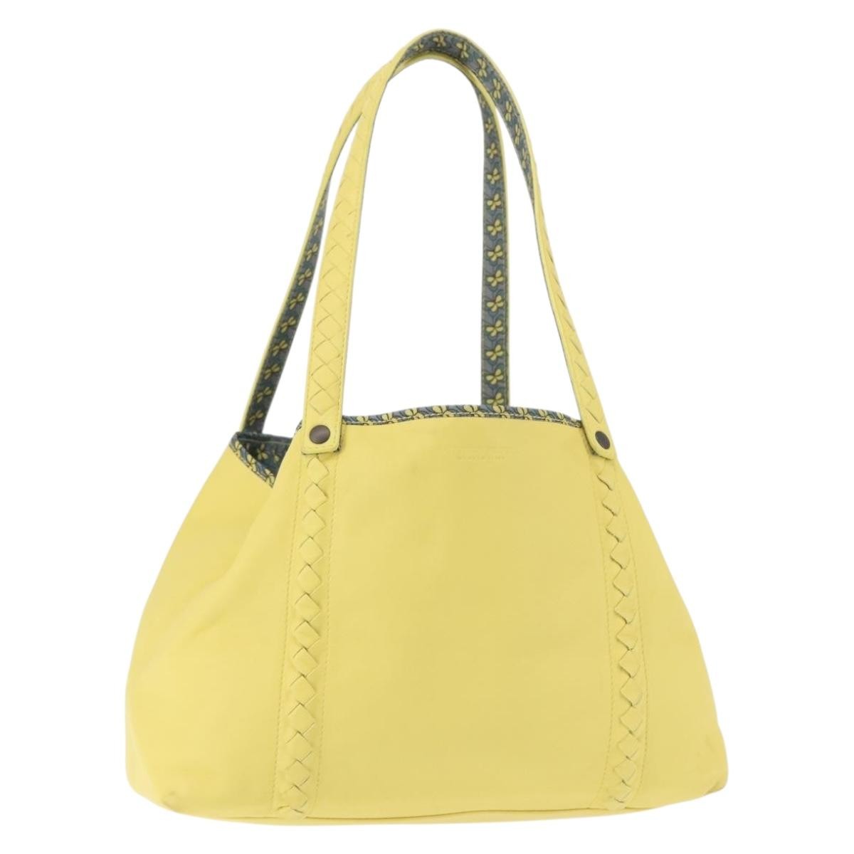 Bottega Veneta A-Shape Tote Leather With Intrecciato Detail Yellow Leather Shoulder Bag Bag (Pre-Owned)