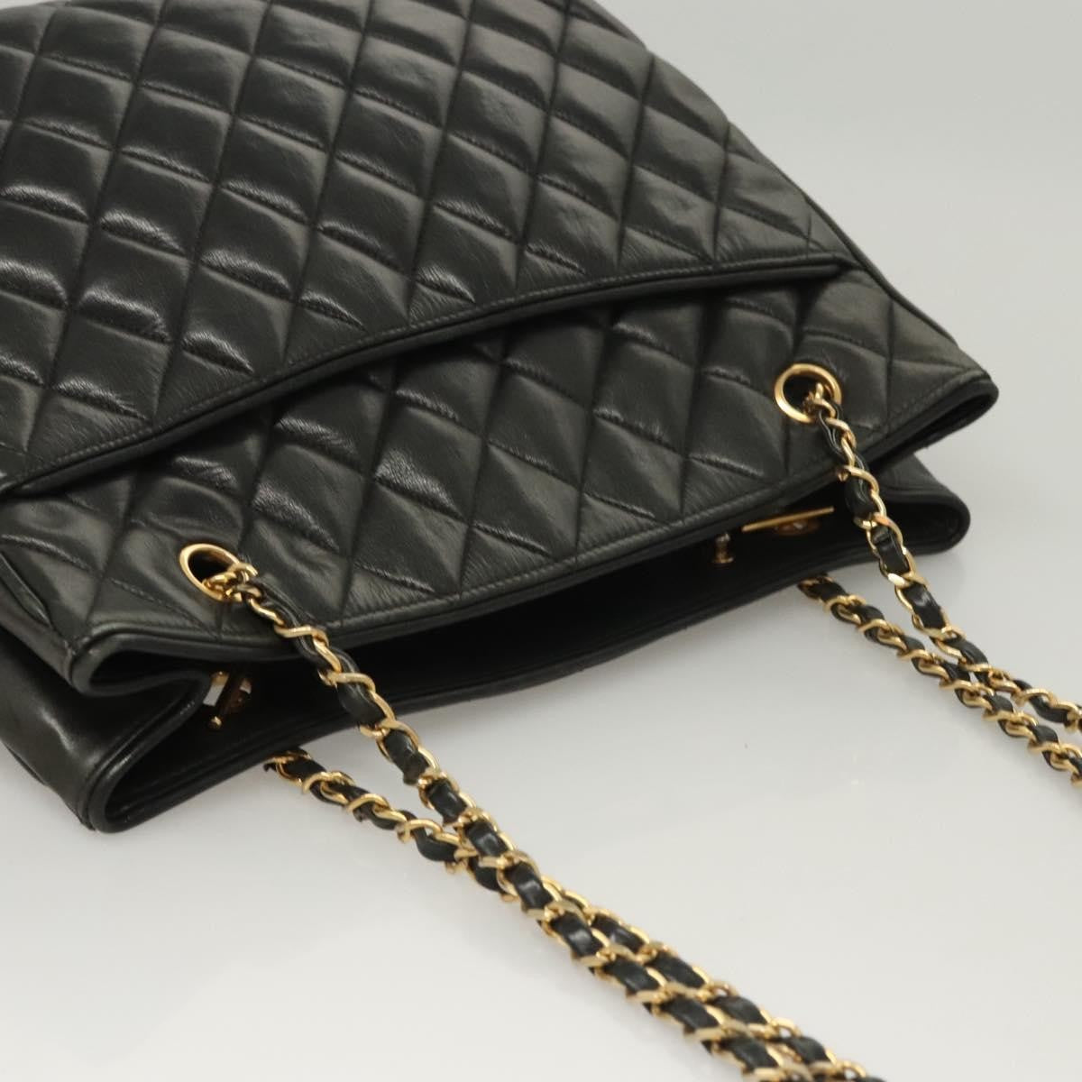 Chanel Chain Shoulder Bag Leather Black Leather Shoulder Bag Bag (Pre-Owned)