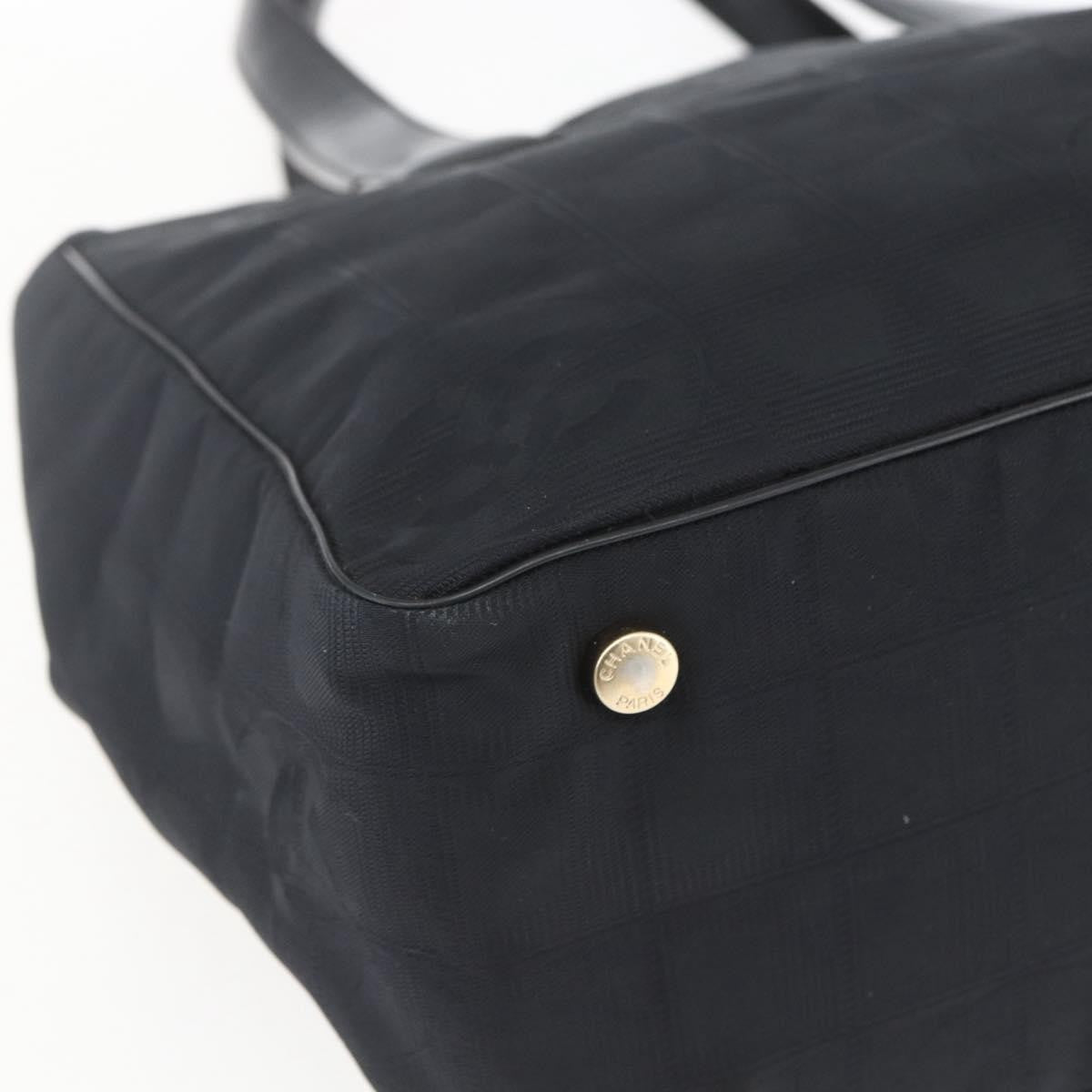 Chanel Travel Line Tote Nylon Black Nylon Tote Bag Bag (Pre-Owned)
