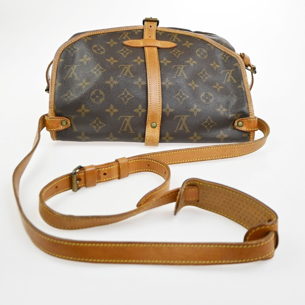 Louis Vuitton Saumur Handbag Monogram Canvas Brown Canvas Shoulder Bag Bag (Pre-Owned)