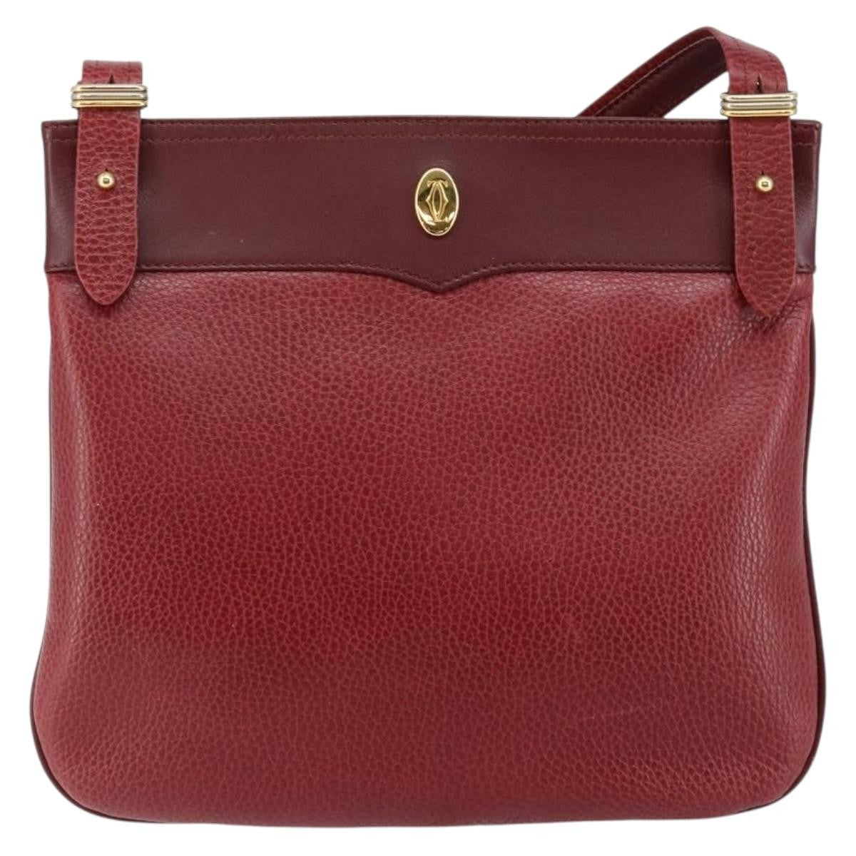 Cartier Must De Cartier Shoulder Bag Leather Burgundy Leather Shoulder Bag Bag (Pre-Owned)