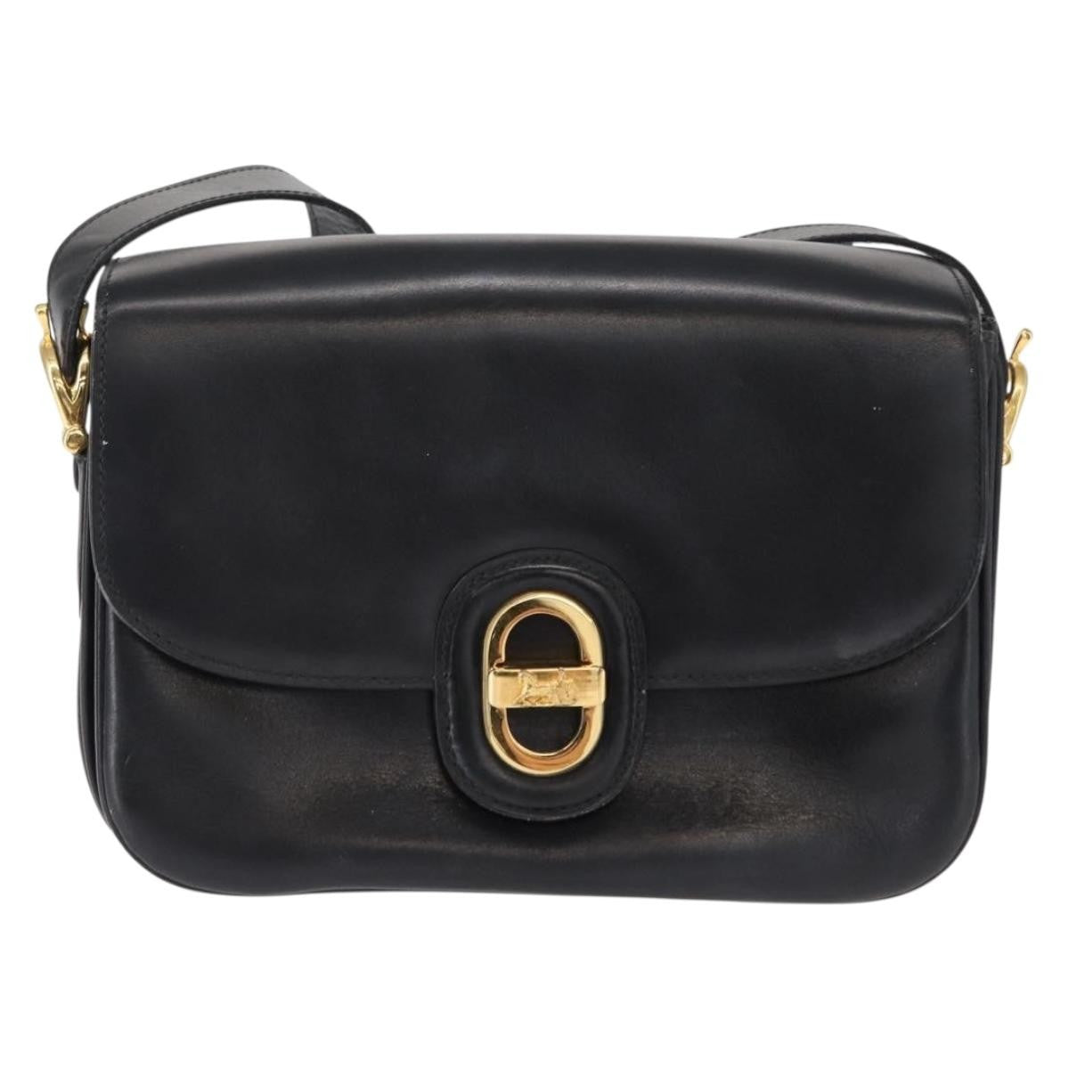 Celine Horse Carriage Shoulder Bag Leather Black Leather Shoulder Bag Bag (Pre-Owned)