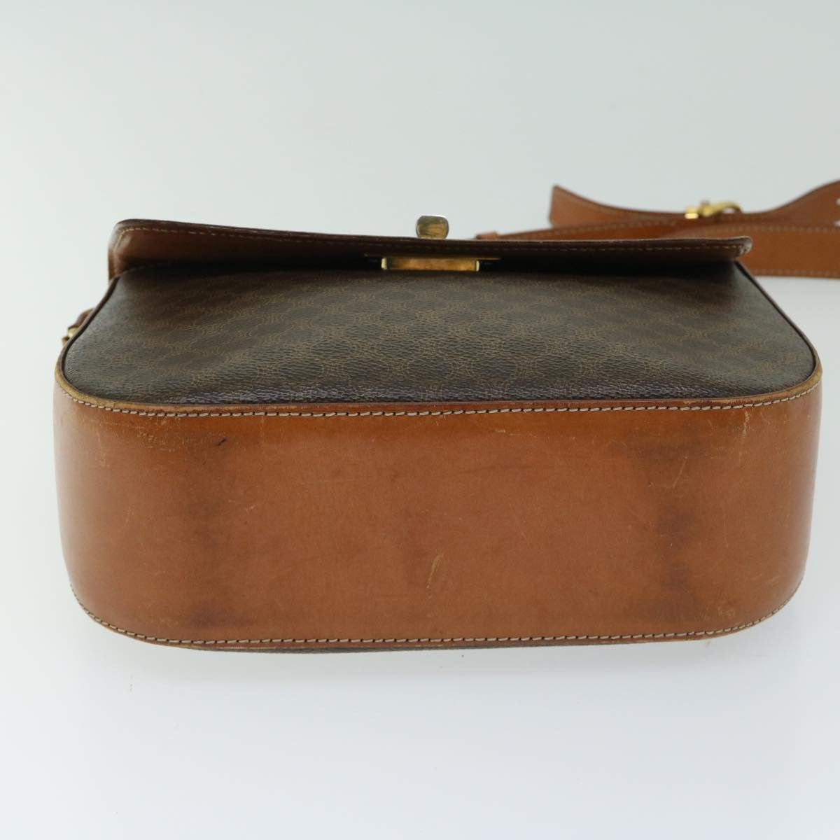 Celine Vintage Macadam Shoulder Bag Canvas And Leather Brown Canvas Shoulder Bag Bag (Pre-Owned)