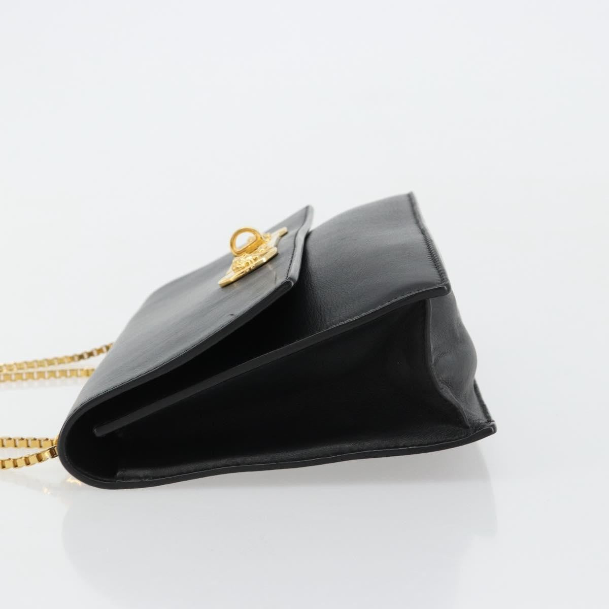 Versace Medusa Flap Chain Bag Leather Black Leather Shoulder Bag Bag (Pre-Owned)