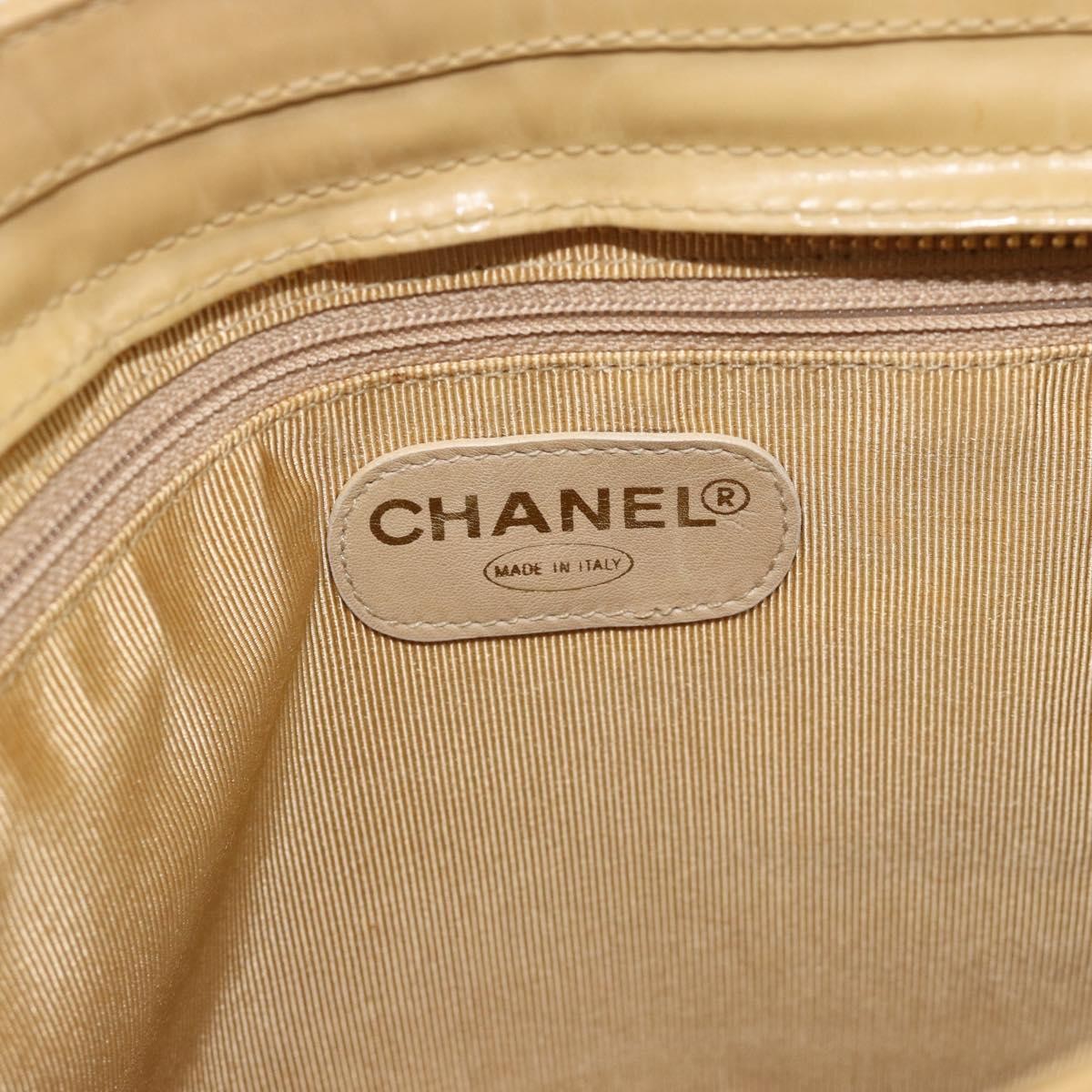 Chanel Vintage Front Pocket Shoulder Bag Leather Beige Patent_Leather Shoulder Bag Bag (Pre-Owned)