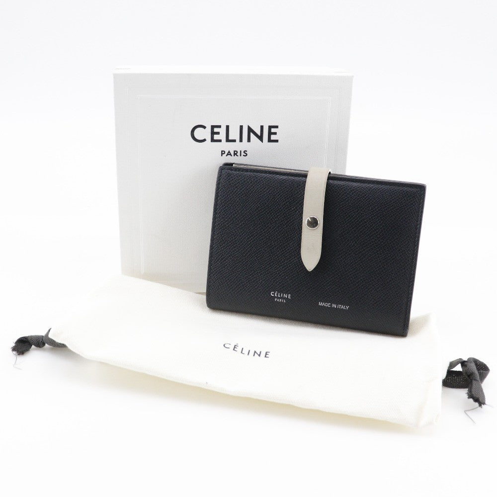 Celine Multifunction Strap Wallet Leather Black Calfskin Wallets Accessory (Pre-Owned)