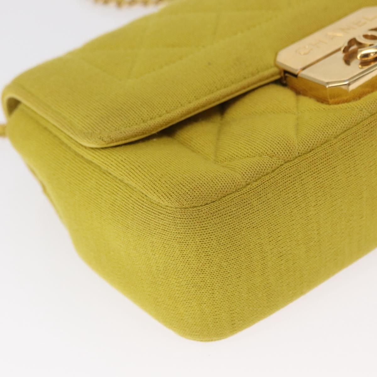 Chanel Chic With Me Flap Bag Quilted Jersey Yellow Cotton Shoulder Bag Bag (Pre-Owned)