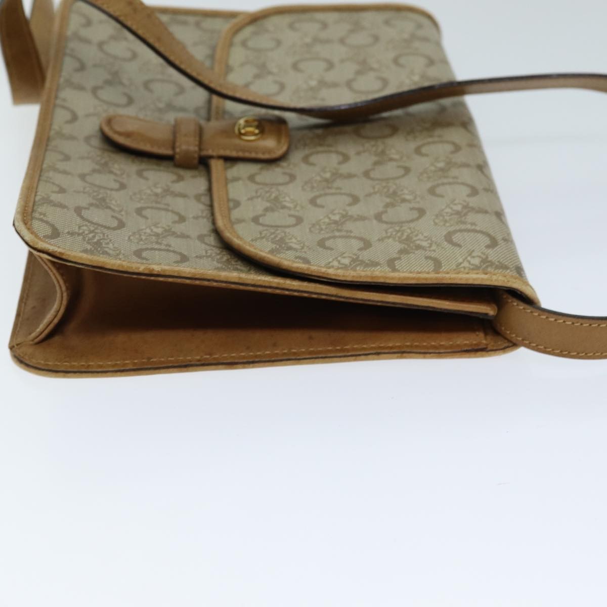 Celine C Macadam Shoulder Bag Canvas Beige Canvas Shoulder Bag Bag (Pre-Owned)
