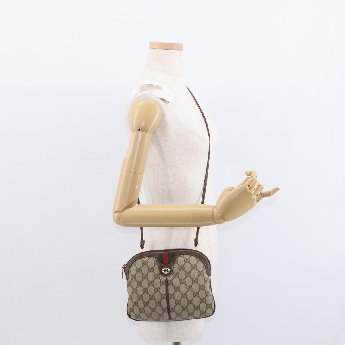 Gucci Vintage Web Crossbody Bag Gg Coated Canvas Beige Canvas Shoulder Bag Bag (Pre-Owned)