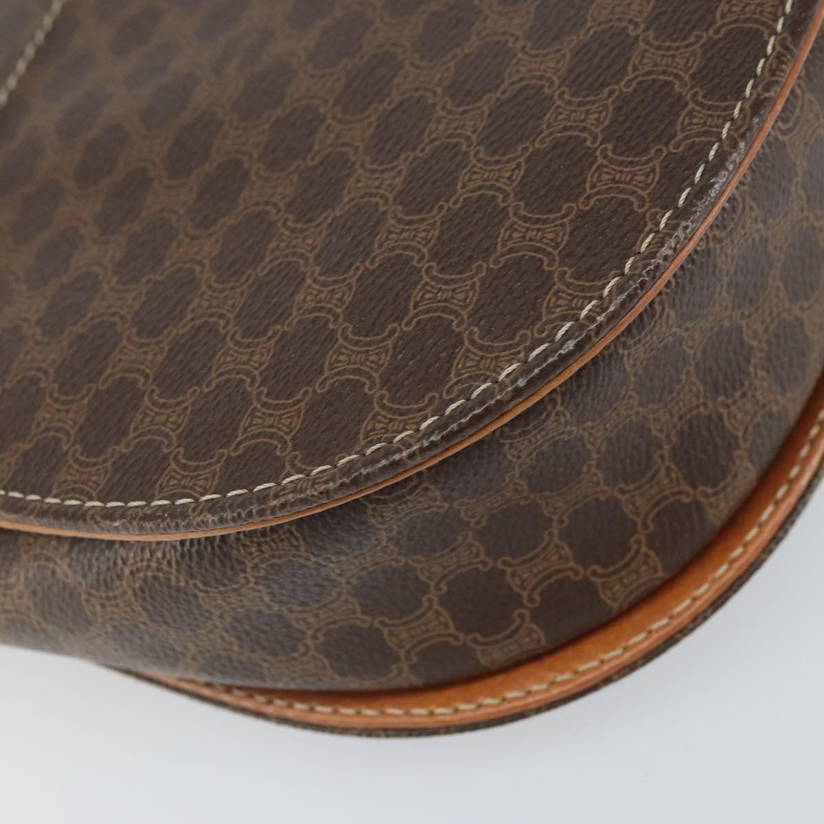 Celine Vintage Macadam Shoulder Bag Canvas And Leather Brown Canvas Shoulder Bag Bag (Pre-Owned)