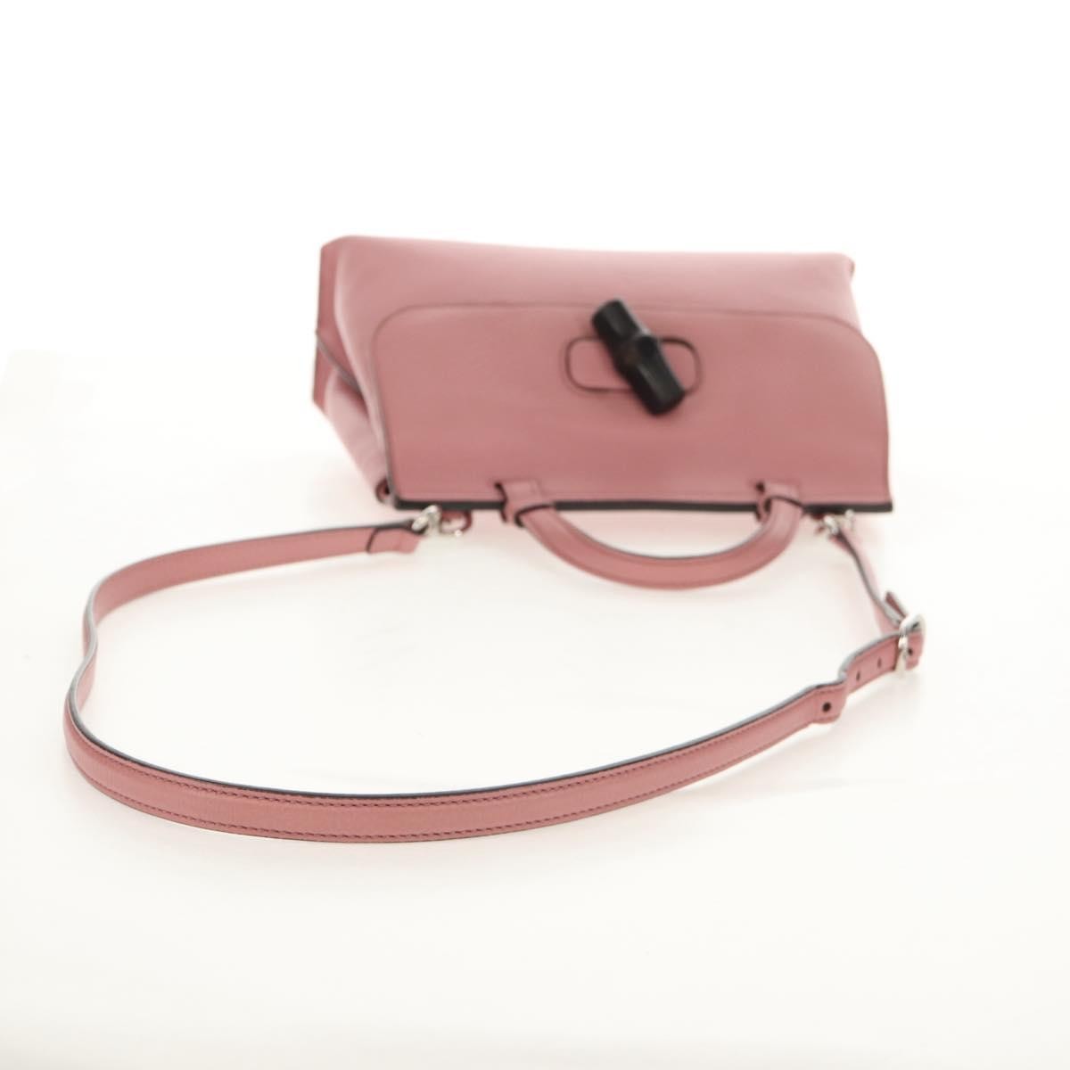 Gucci Bamboo Daily Top Handle Bag Leather Pink Leather Handbag (Pre-Owned)