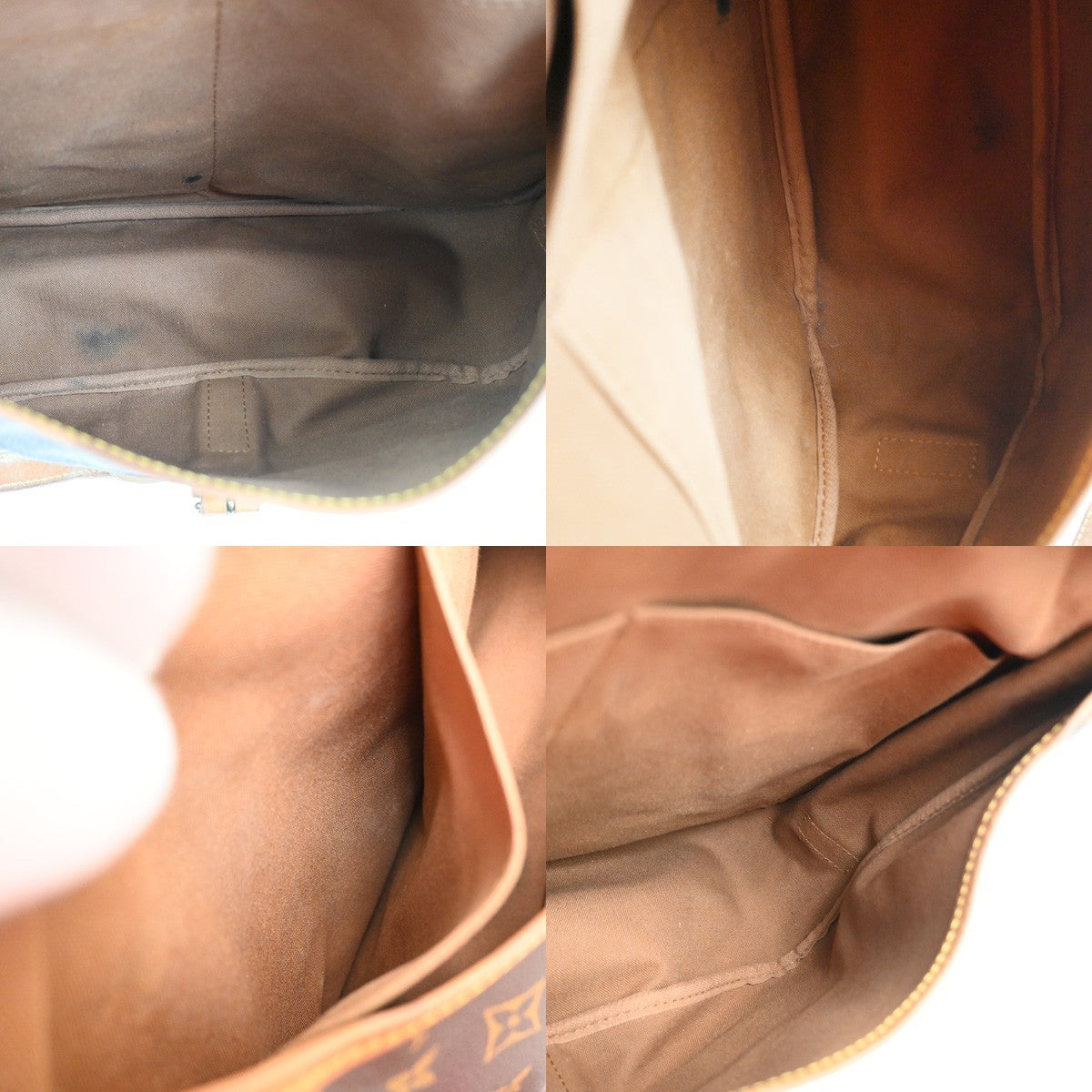 Louis Vuitton Saumur Handbag Monogram Canvas Brown Leather Shoulder Bag Bag (Pre-Owned)