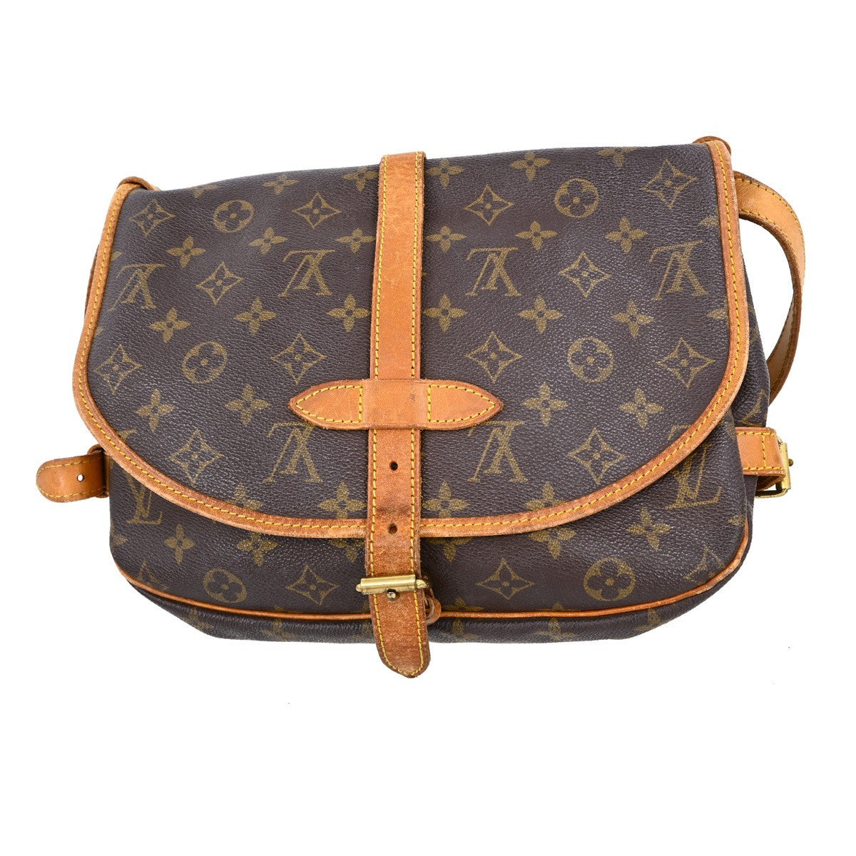 Louis Vuitton Saumur Handbag Monogram Canvas Brown Canvas Shoulder Bag Bag (Pre-Owned)