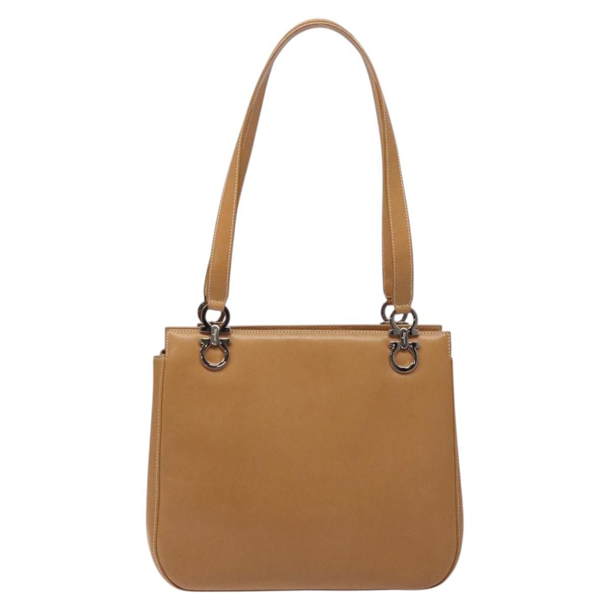 Salvatore Ferragamo Gancini Shoulder Bag Suede Brown Leather Shoulder Bag Bag (Pre-Owned)