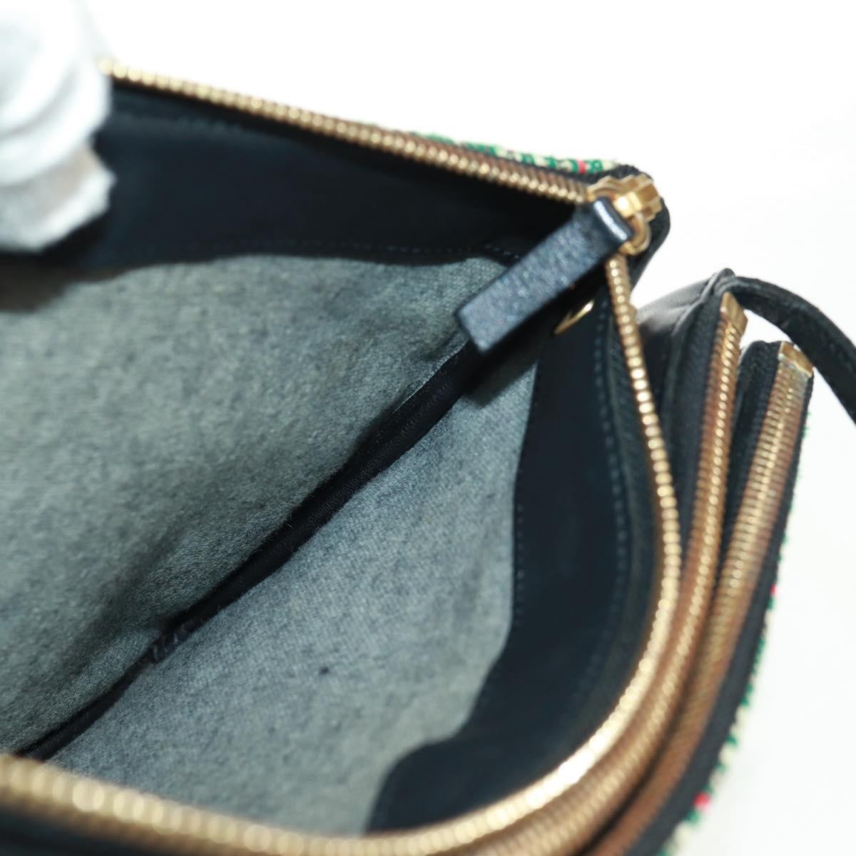 Celine Trio Crossbody Bag Tweed Green Tweed Shoulder Bag Bag (Pre-Owned)