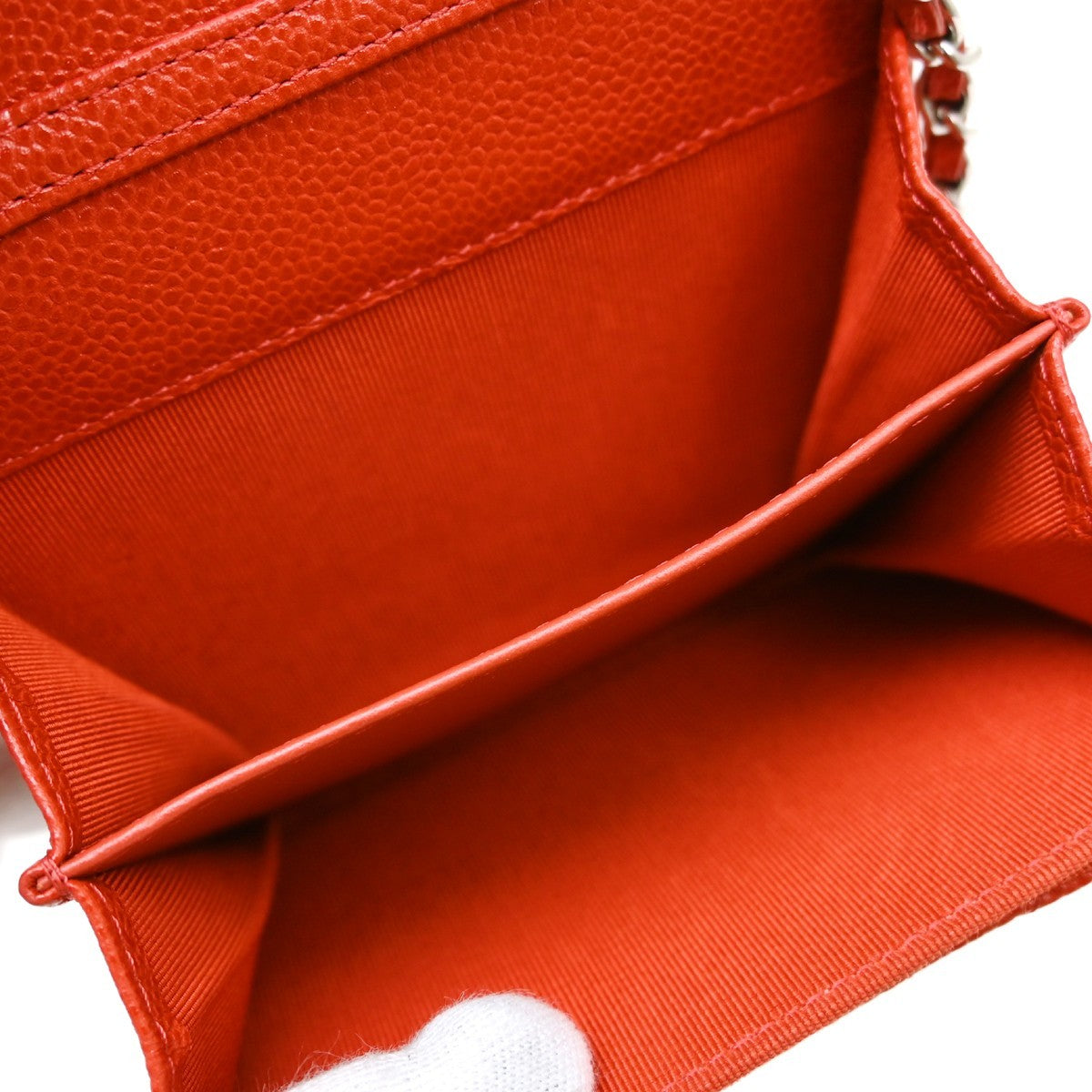 Chanel Vintage Cc Mini Chain Shoulder Bag Leather Red Calfskin Crossbody Bag Bag (Pre-Owned)