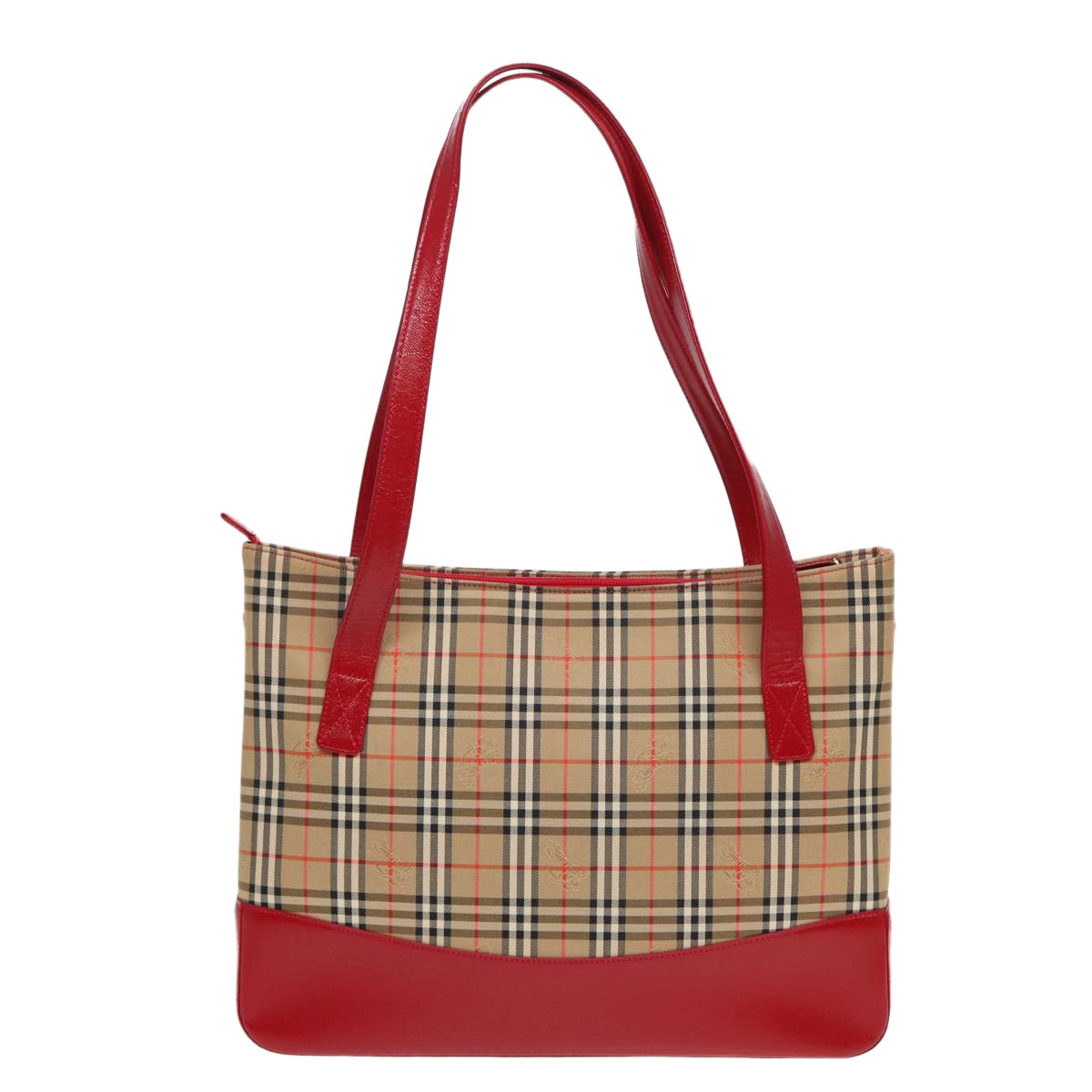 Burberry Nova Check Tote Canvas And Leather Beige Canvas Tote Bag Bag (Pre-Owned)
