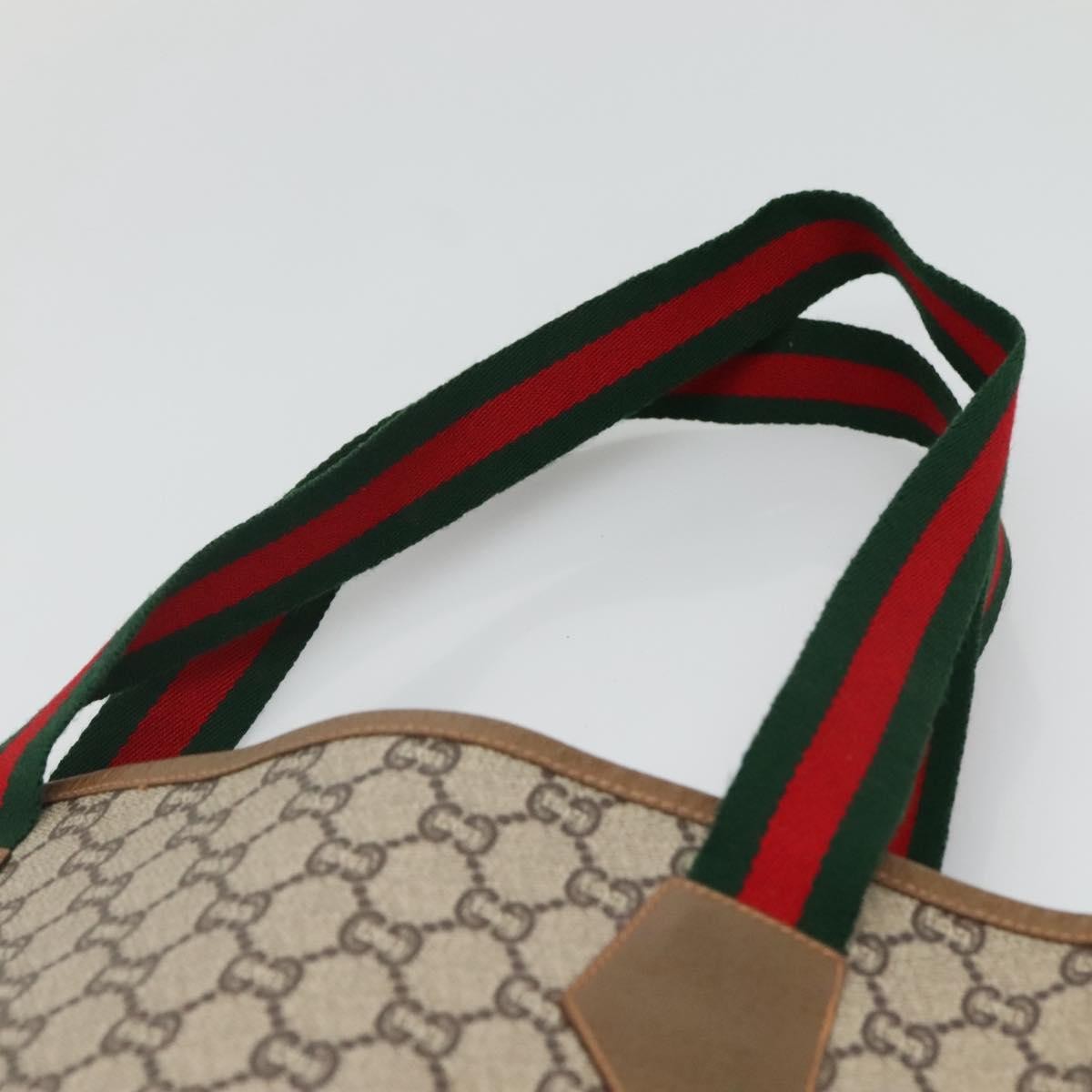 Gucci Vintage Web Strap Tote Gg Coated Canvas Beige Canvas Tote Bag Bag (Pre-Owned)