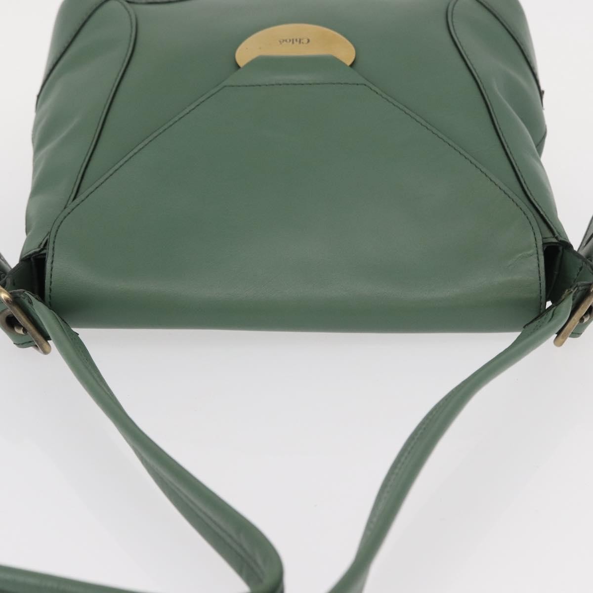 Chloe Vintage Flap Shoulder Bag Leather Green Leather Shoulder Bag Bag (Pre-Owned)