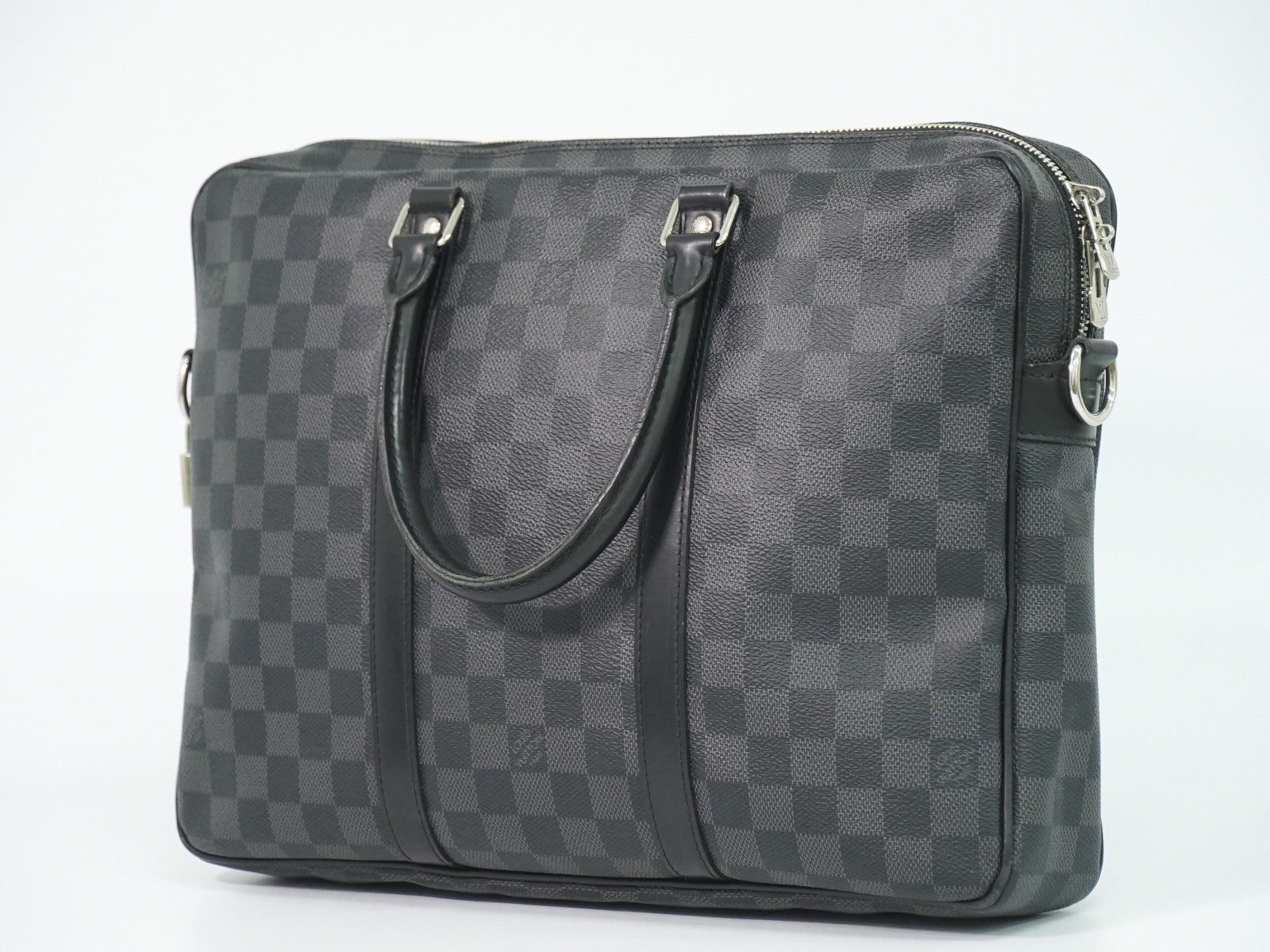 Louis Vuitton Porte-Documents Voyage Briefcase Damier Graphite Gray Canvas Briefcase Bag (Pre-Owned)