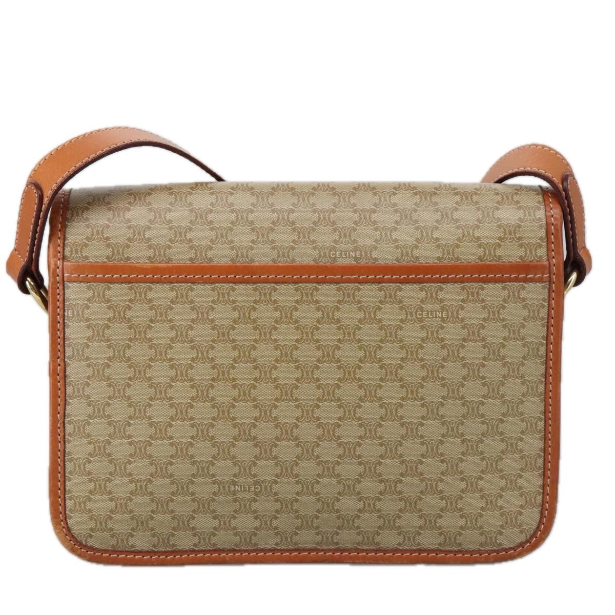 Celine Vintage Macadam Shoulder Bag Canvas And Leather Beige Canvas Shoulder Bag Bag (Pre-Owned)