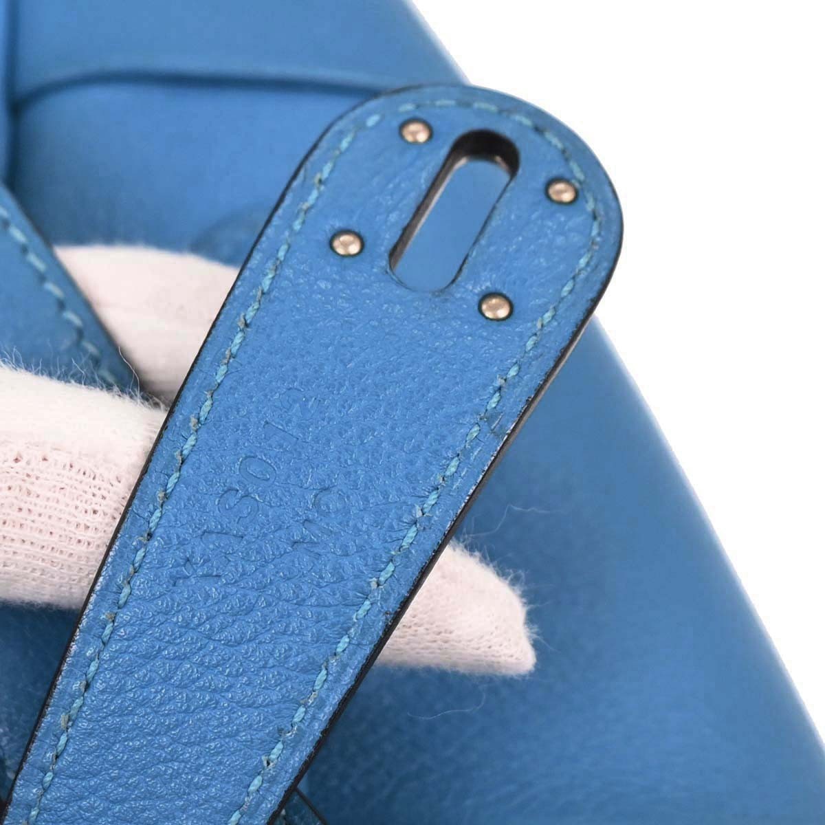 Hermes Lindy Bag Evercolor Blue Leather Shoulder Bag Bag (Pre-Owned)