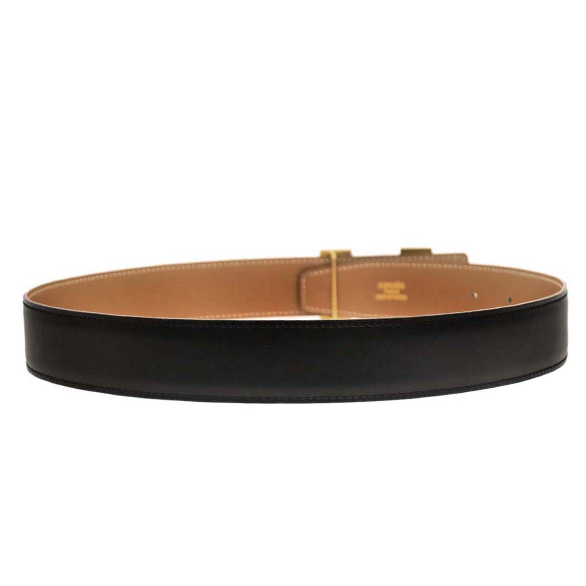 Hermes Constance Reversible Belt Leather Black Leather Belts Accessory (Pre-Owned)