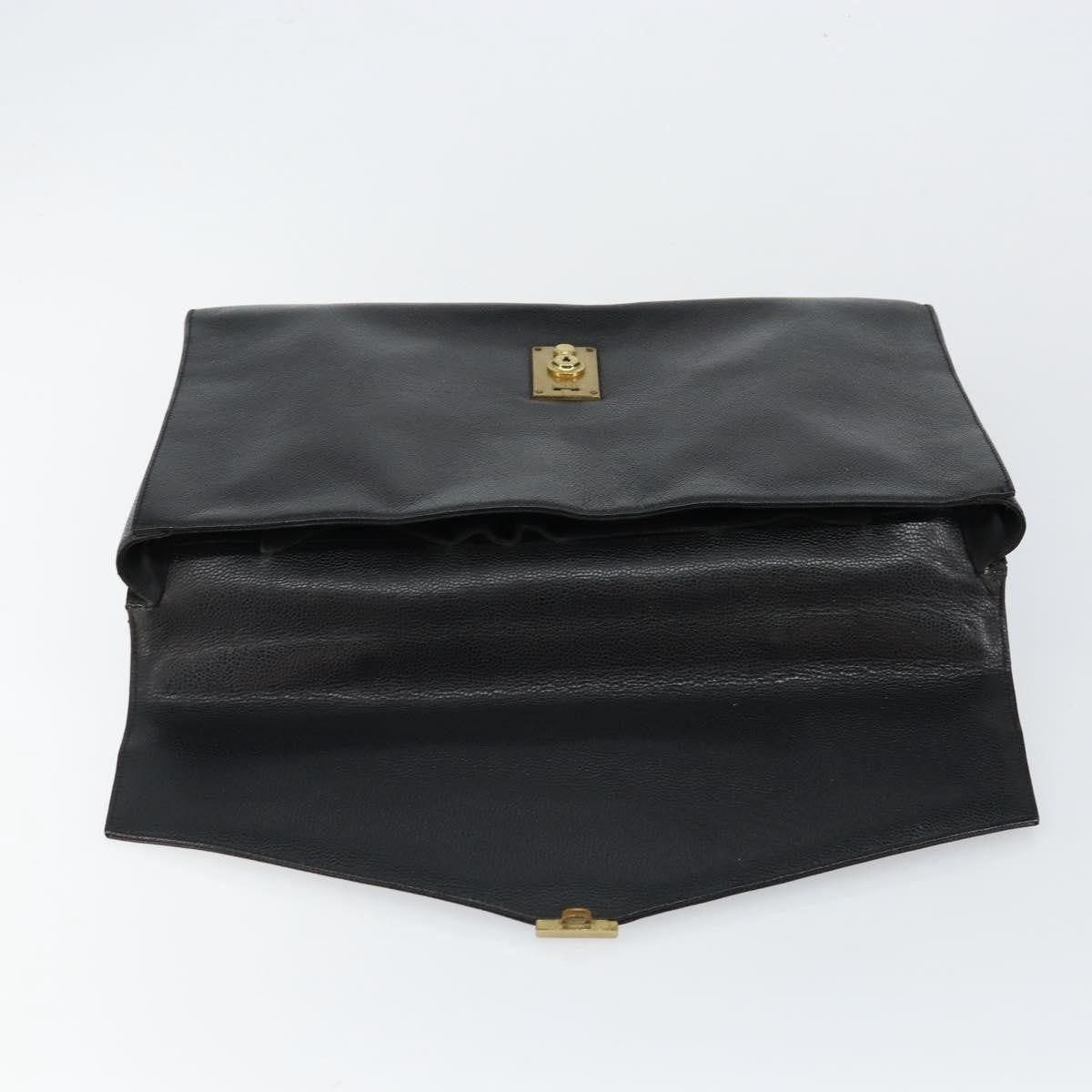 Chanel Vintage Lock Briefcase Caviar Black Leather Briefcase Bag (Pre-Owned)