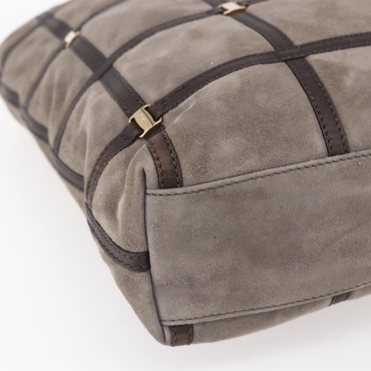 Salvatore Ferragamo Vala Shoulder Bag Suede Brown Suede Shoulder Bag Bag (Pre-Owned)