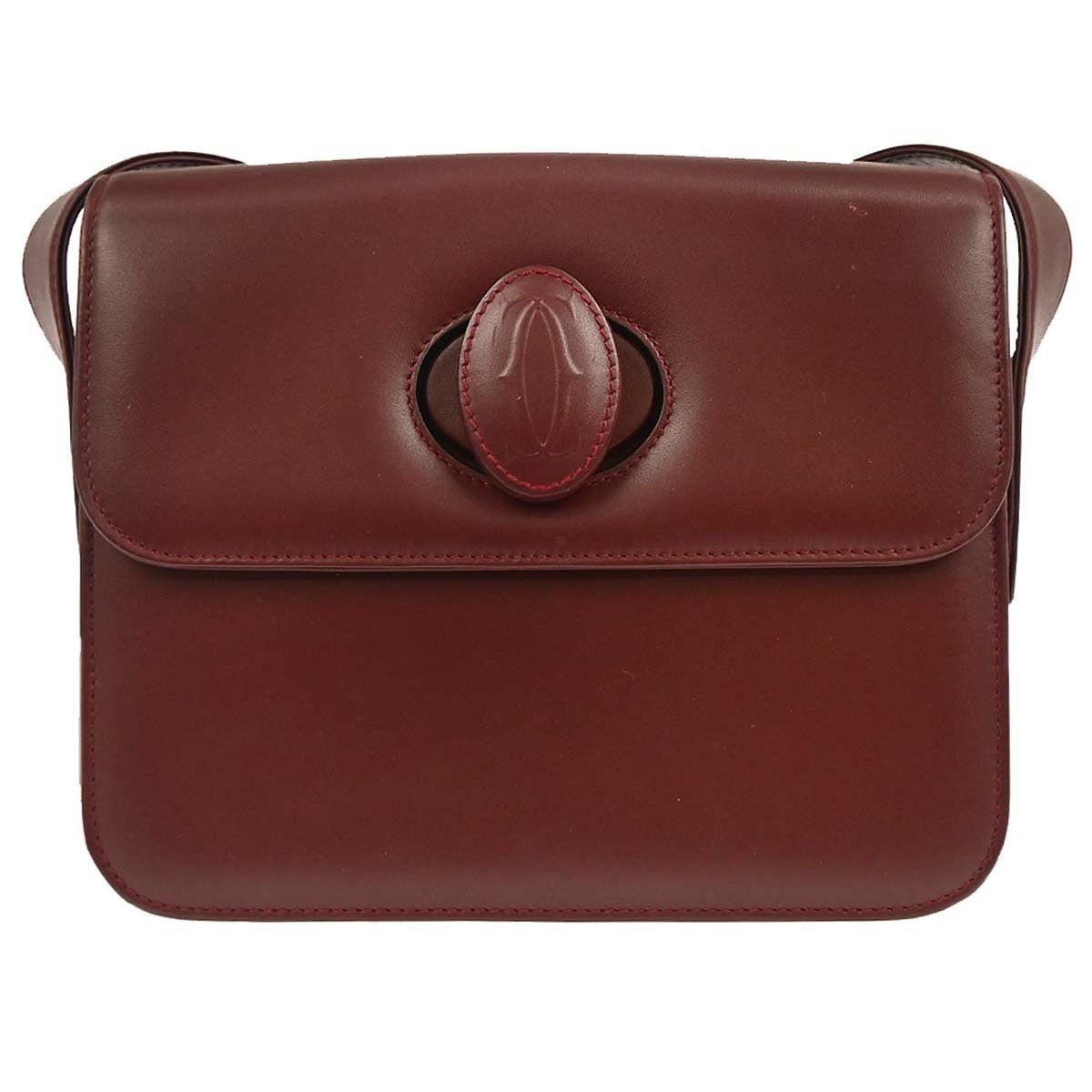 Cartier Must De Cartier Shoulder Bag Leather Burgundy Leather Shoulder Bag Bag (Pre-Owned)