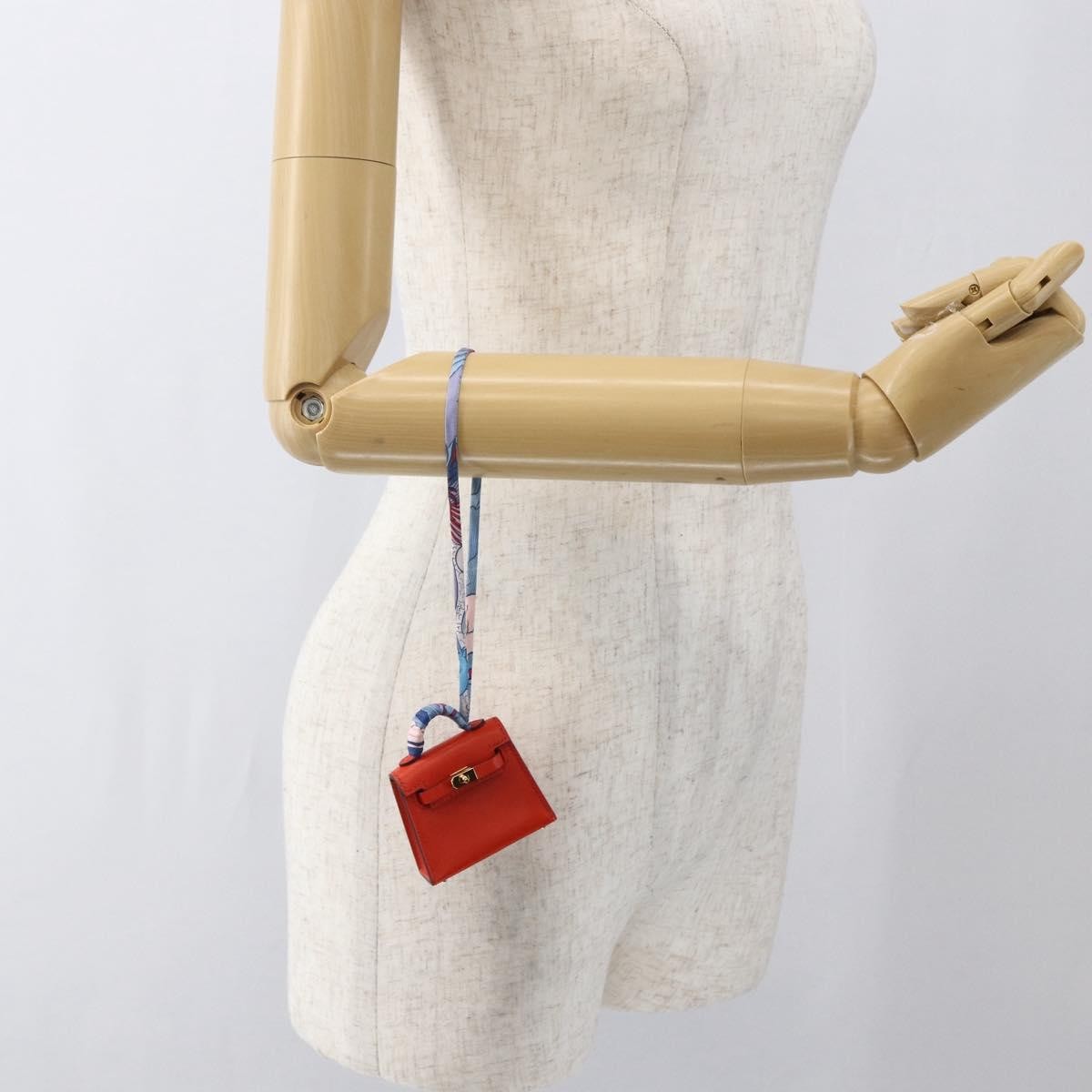 Hermes Kelly Twilly Bag Charm Leather Orange Leather Charms And Keychains Accessory (Pre-Owned)