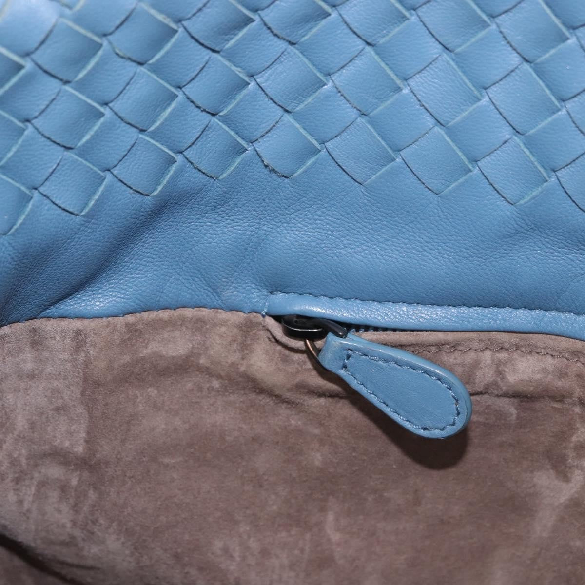 Bottega Veneta Intrecciato Tote Leather Blue Leather Tote Bag Bag (Pre-Owned)