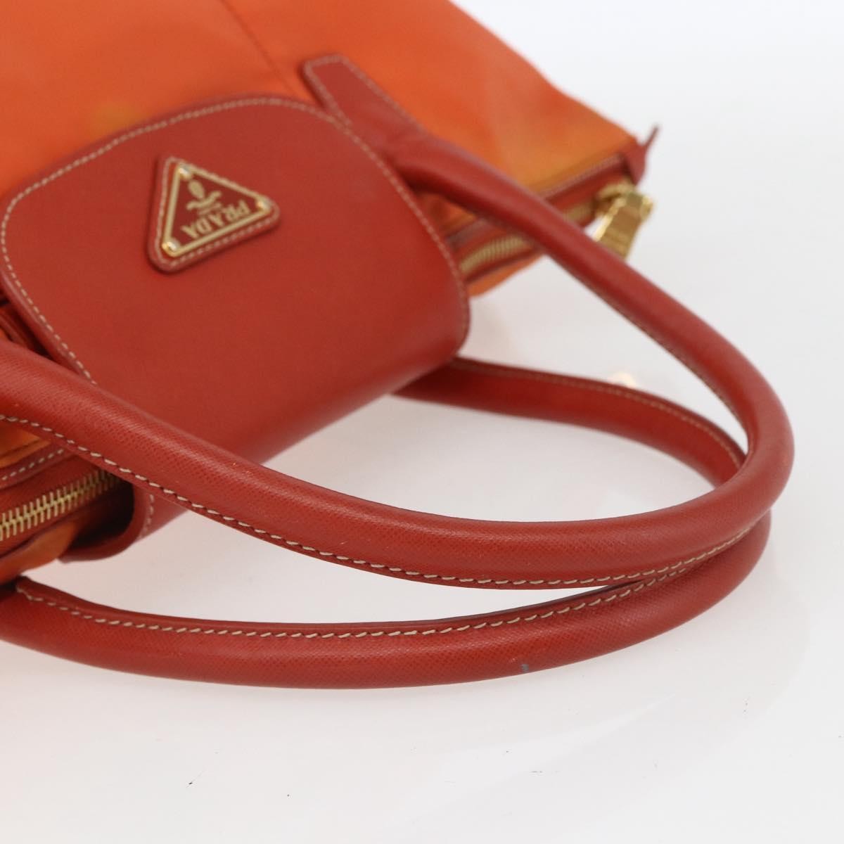 Prada Convertible Flap Tote Tessuto And Saffiano Leather Orange Nylon Tote Bag Bag (Pre-Owned)